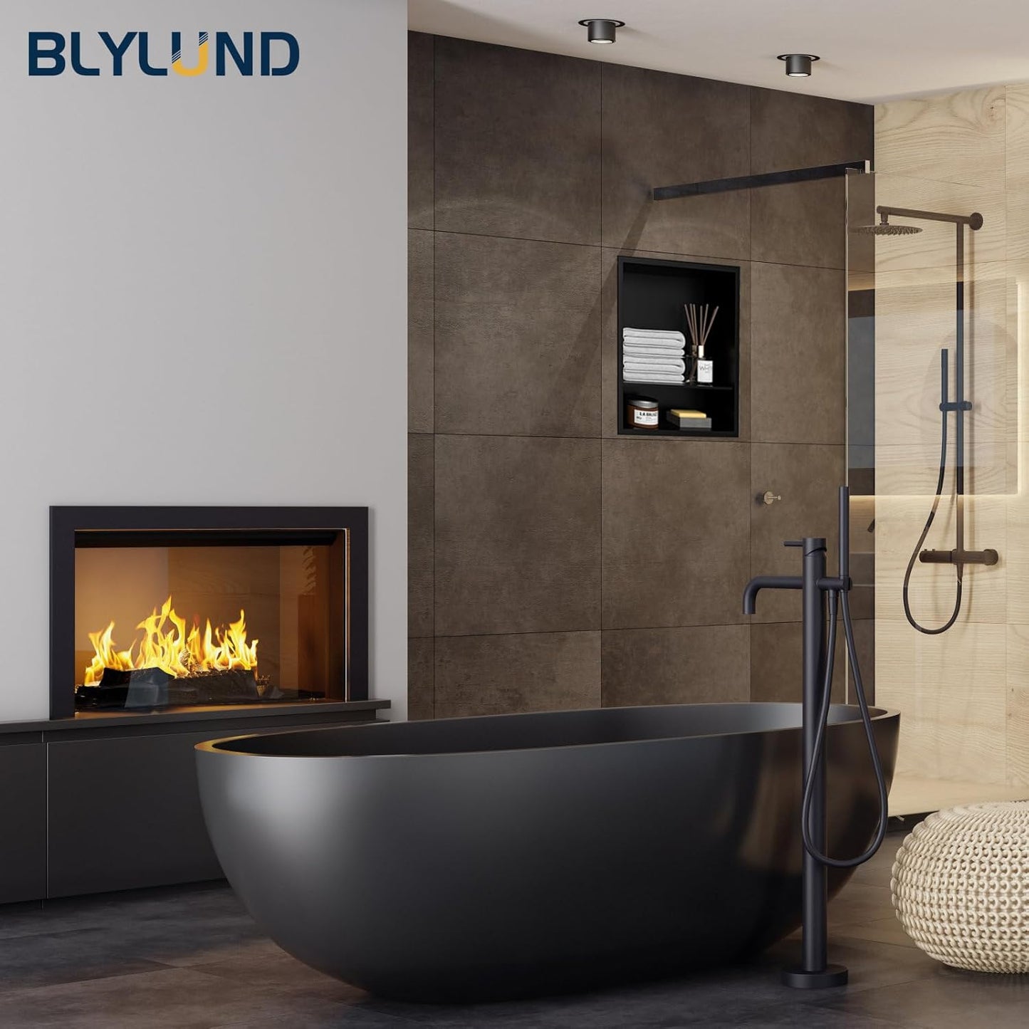 BLYLUND Shower Niche 12" x 24" NO Tile Needed,Matte Black Double Shelf Organizer, Square Corners Wall-Inserted Niche Recessed Shower Shelf Modern Soap Niche for Bathroom
