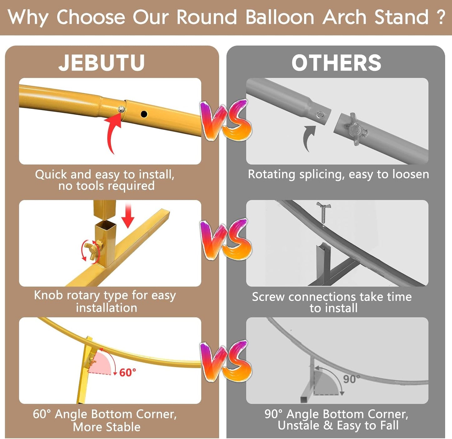 JEBUTU Balloon Arch Stand Metal Round Backdrop Stand Circle Balloon Arch Frame Wedding Arches 6.5FT for Ceremony Birthday Party Baby Shower Decoration