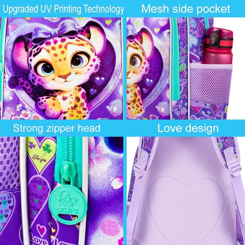3pcs Backpack for Boys and Girls, 16” Kids Kindergarten Bookbag with Lunch Box, Cute Elementary Backpacks for Boy Girl