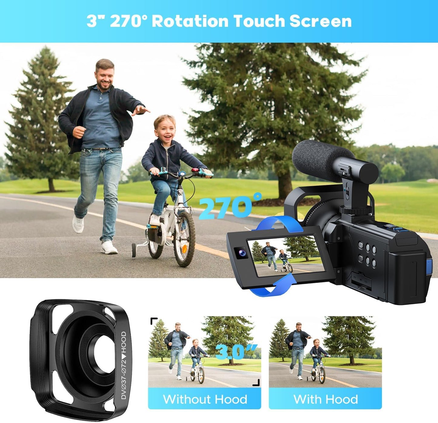 5K Camcorder Video Camera, 56MP Dual Lens WiFi IR Night Vision YouTube Vlogging Camera,16X Digital Zoom Touch Screen Cam Corder, Camcorder 5K with 64GB SD Card, 2 Batteries, Tripod, Remote Control