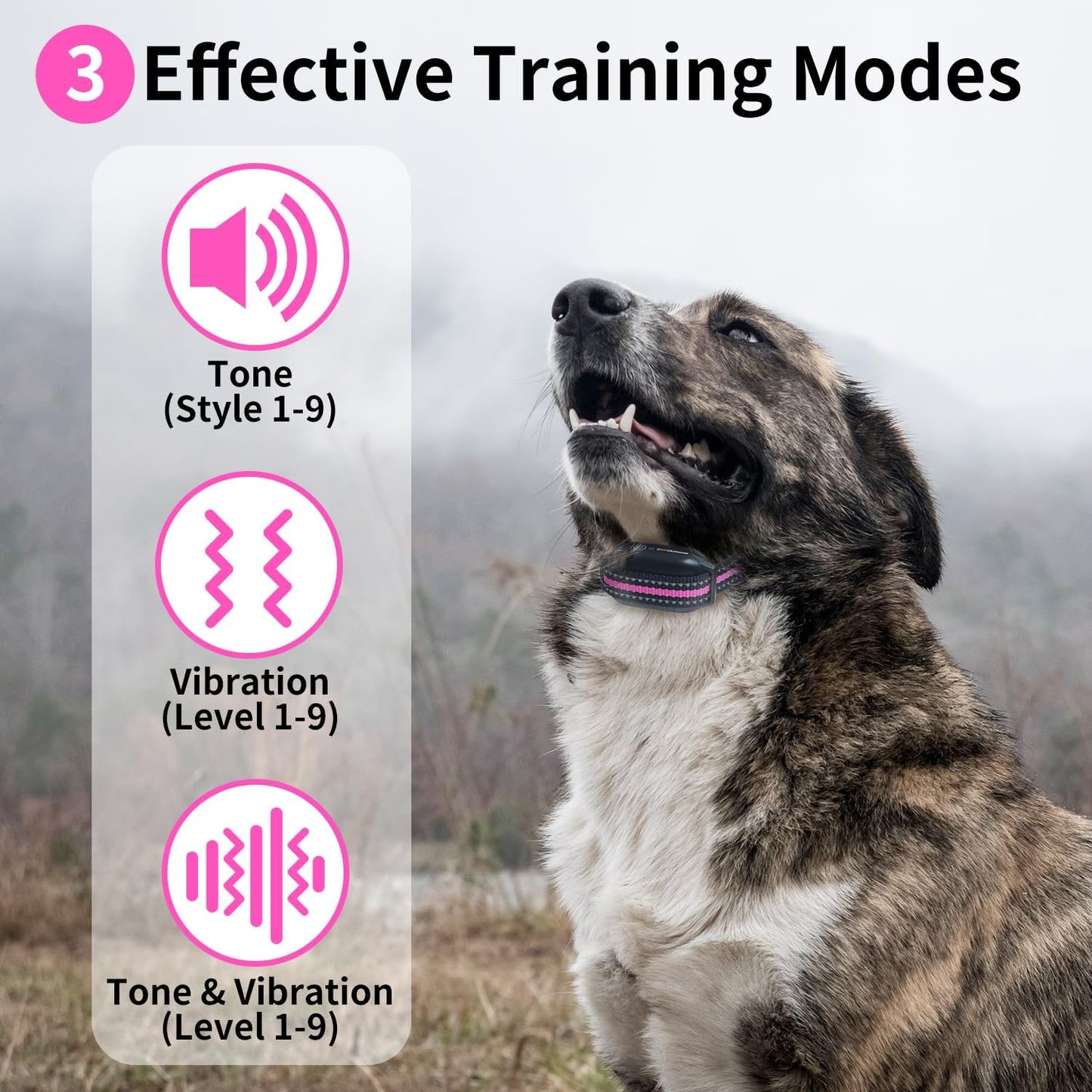 DOGLinsen No Shock Dog Training Collar with Remote 3300ft Range, Vibrating Dog Collar, Vibration Collar for Small Medium Large Dogs, 9 Style Tones and Vibration Collar