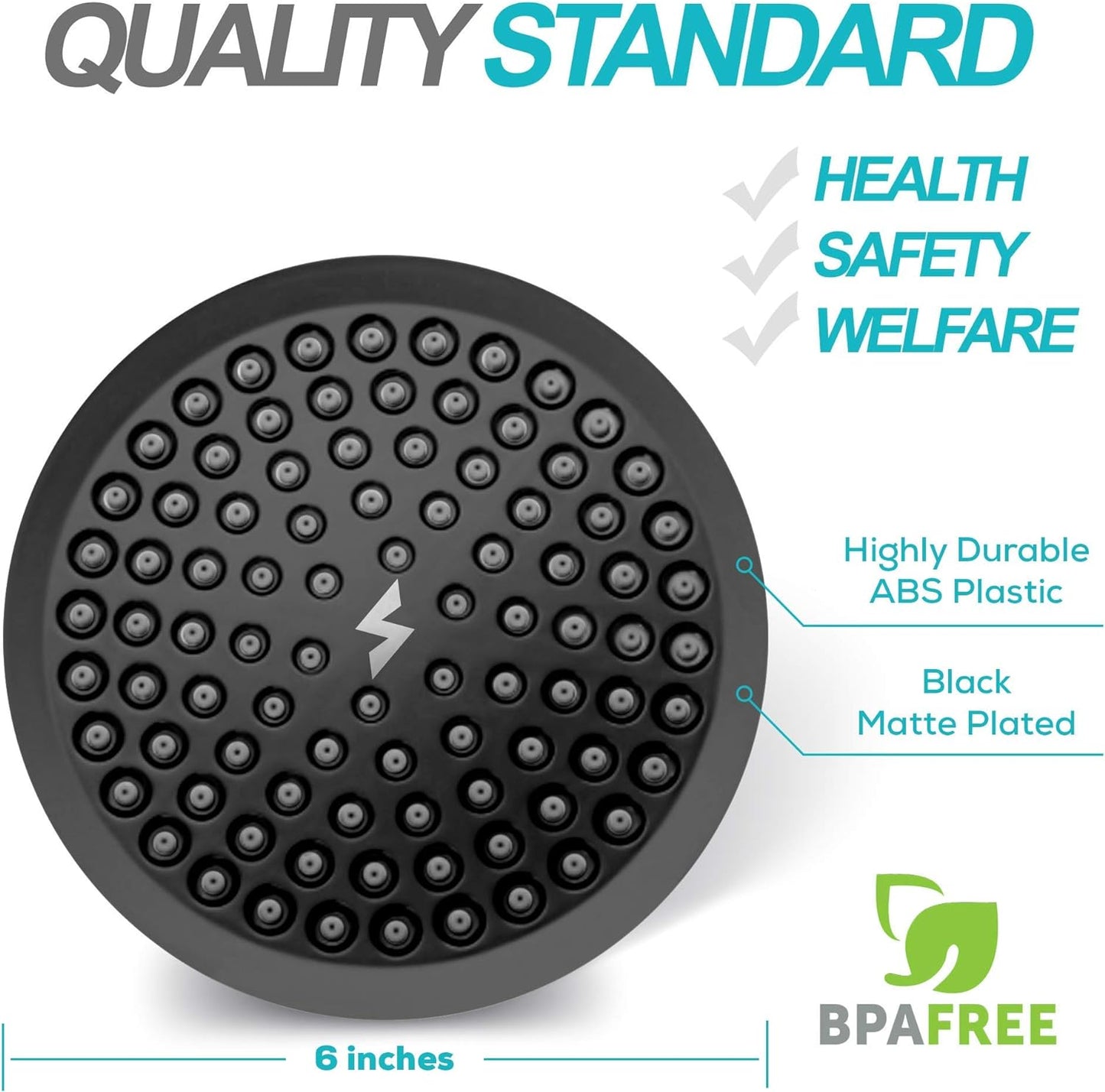 SparkPod Shower Head - High Pressure Rain - Premium Quality Luxury Design - 1-Min Install - Easy Clean Adjustable Replacement for Your Bathroom Shower Heads (Luxury Polished Chrome, 6 Inch Round)