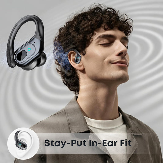 Wireless Earbuds Bluetooth 5.4 Headphones, Noise Canceling Ear Buds with 75hr Playtime, LED Power Display, IPX7 Waterproof Earphones Over Ear Earphones for Sports/Workouts