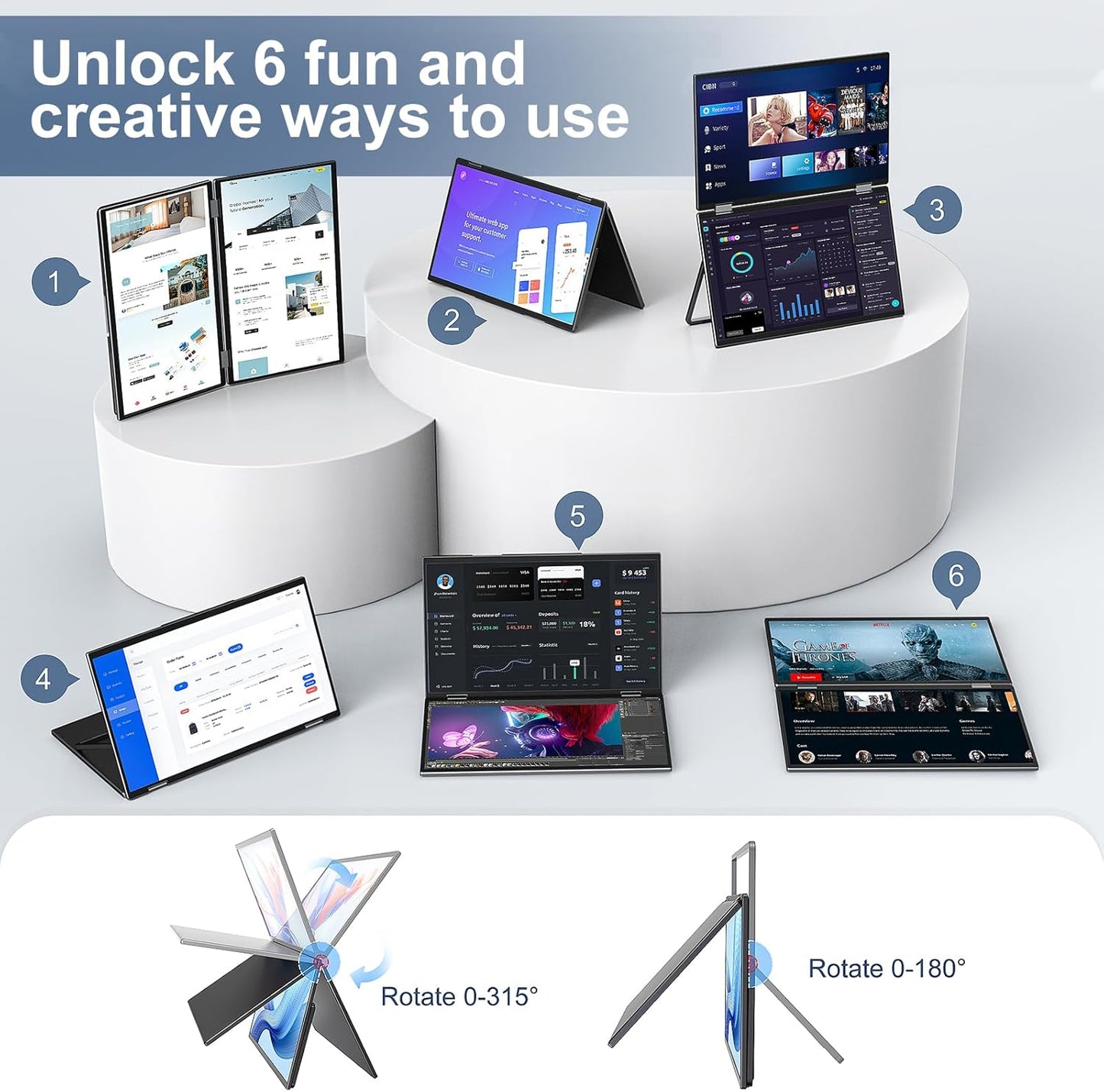 InnoView Laptop Screen Extender 15.6" Dual Portable Monitor 1080P FHD Folding Triple Monitor HDMI (No Extended) USB-C Portable Monitor for Laptop Windows(No Driver Needed) Mac(Driver Needed)