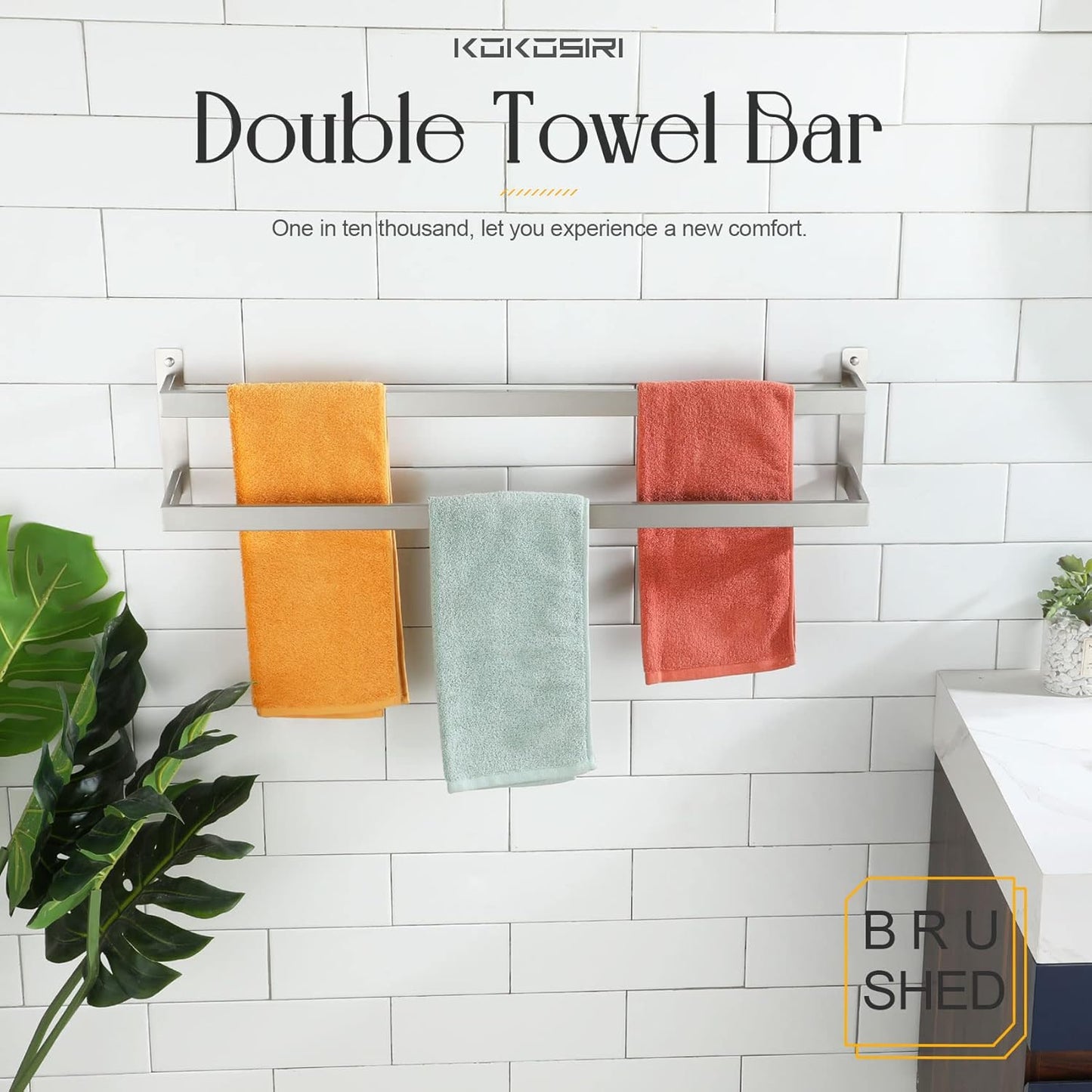 KOKOSIRI Towel Bars Black Bath Towel Holders 20 Inches Bathroom 2-Tiers Ladder Towel Rails Wall Mounted Towels Shelves Rack Stainless Steel, B5008BK-L20