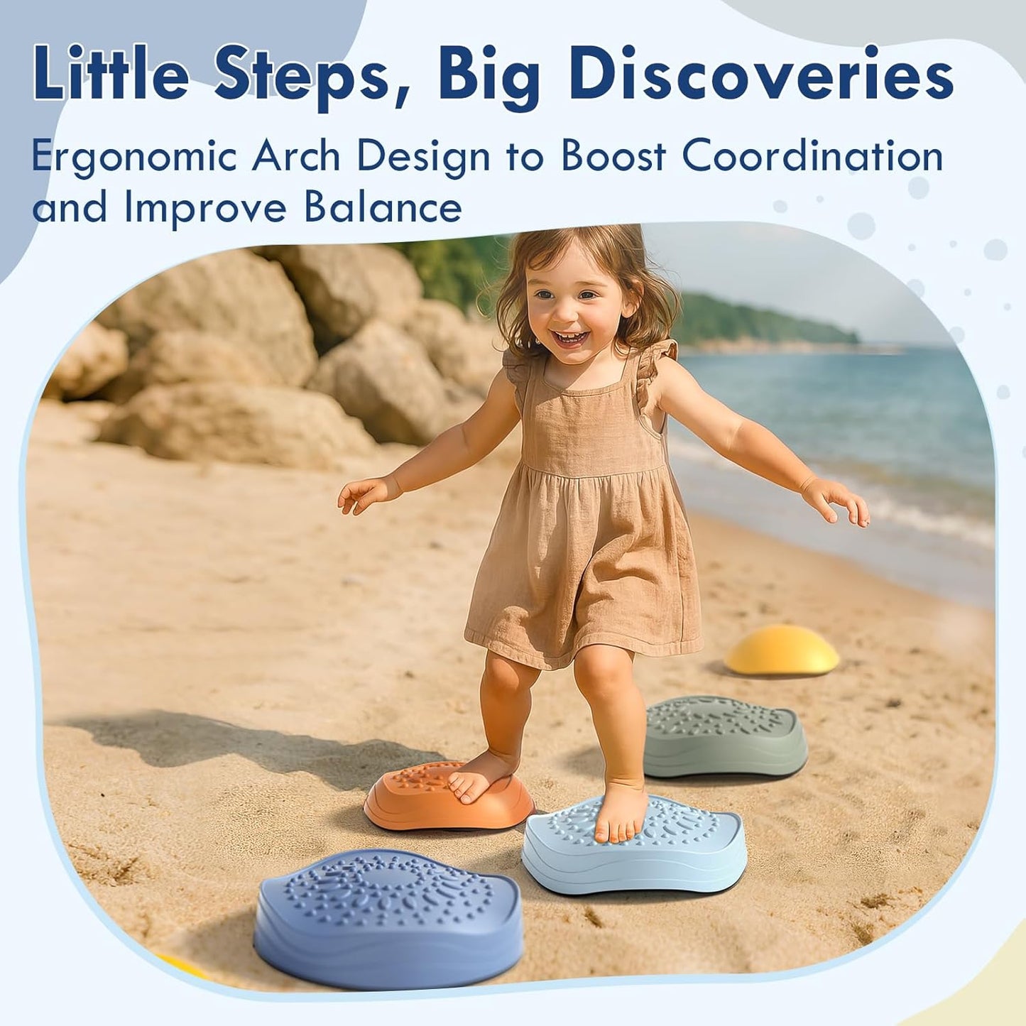 Lehoo Castle Toddler Stepping Stones Set, Non-Slip Balance Stones for Kids 18 Months+, Indoor & Outdoor Obstacle Course Toys, Sensory and Coordination Development - PuriLite