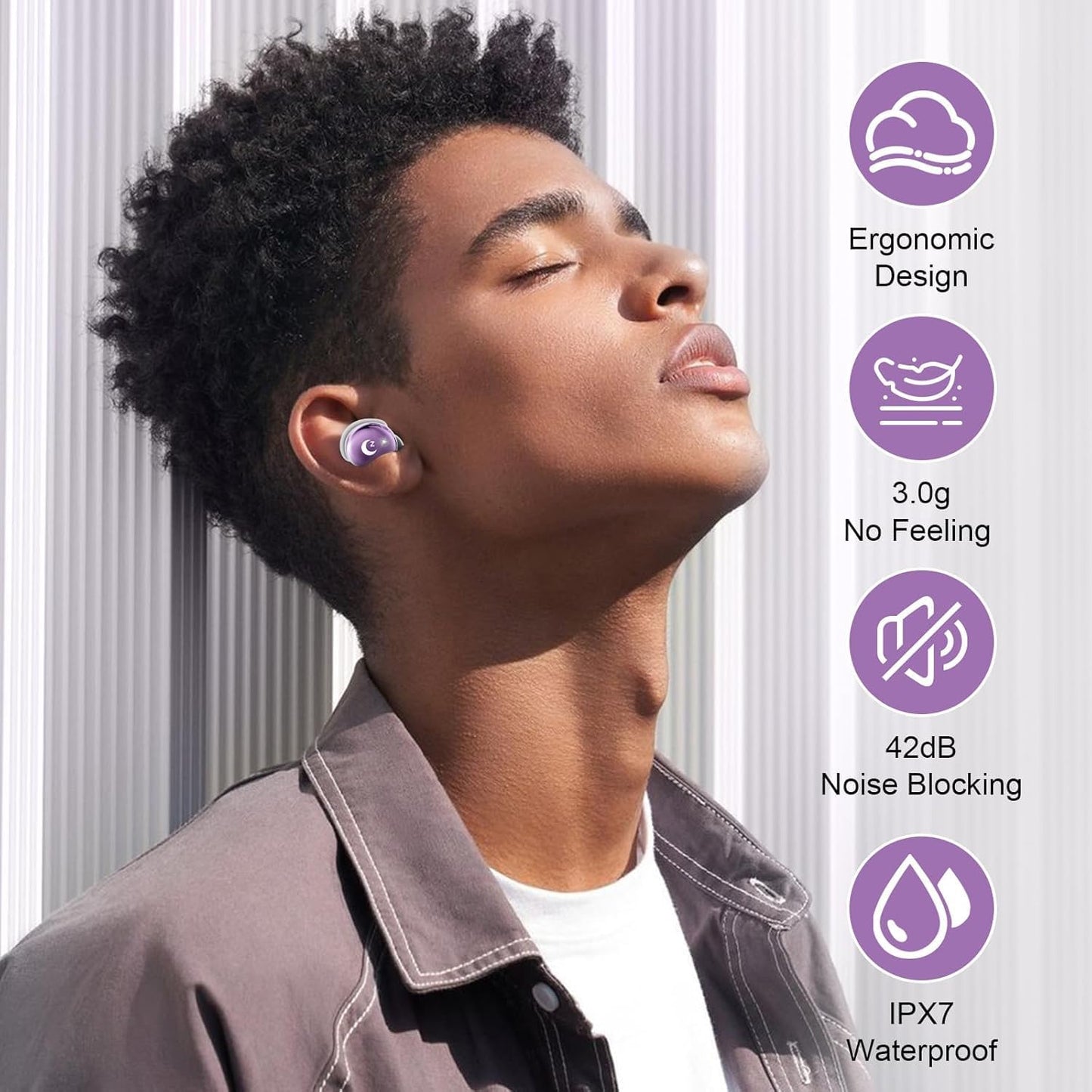 VEKJ Sleep Earbuds, Bluetooth 5.4 Mini Wireless Ear Euds with Multifunctional Touch Screen, 48H Bass Stereo Headphones with Sleep Mode/5 EQ Modes/ENC Noise Cancelling, IPX7 Earphones for iOS Android