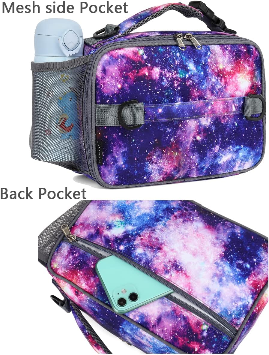 FlowFly Kids Lunch Box Insulated Soft Bag Mini Cooler Back to School Thermal Meal Tote Kit for Girls, Boys, Black