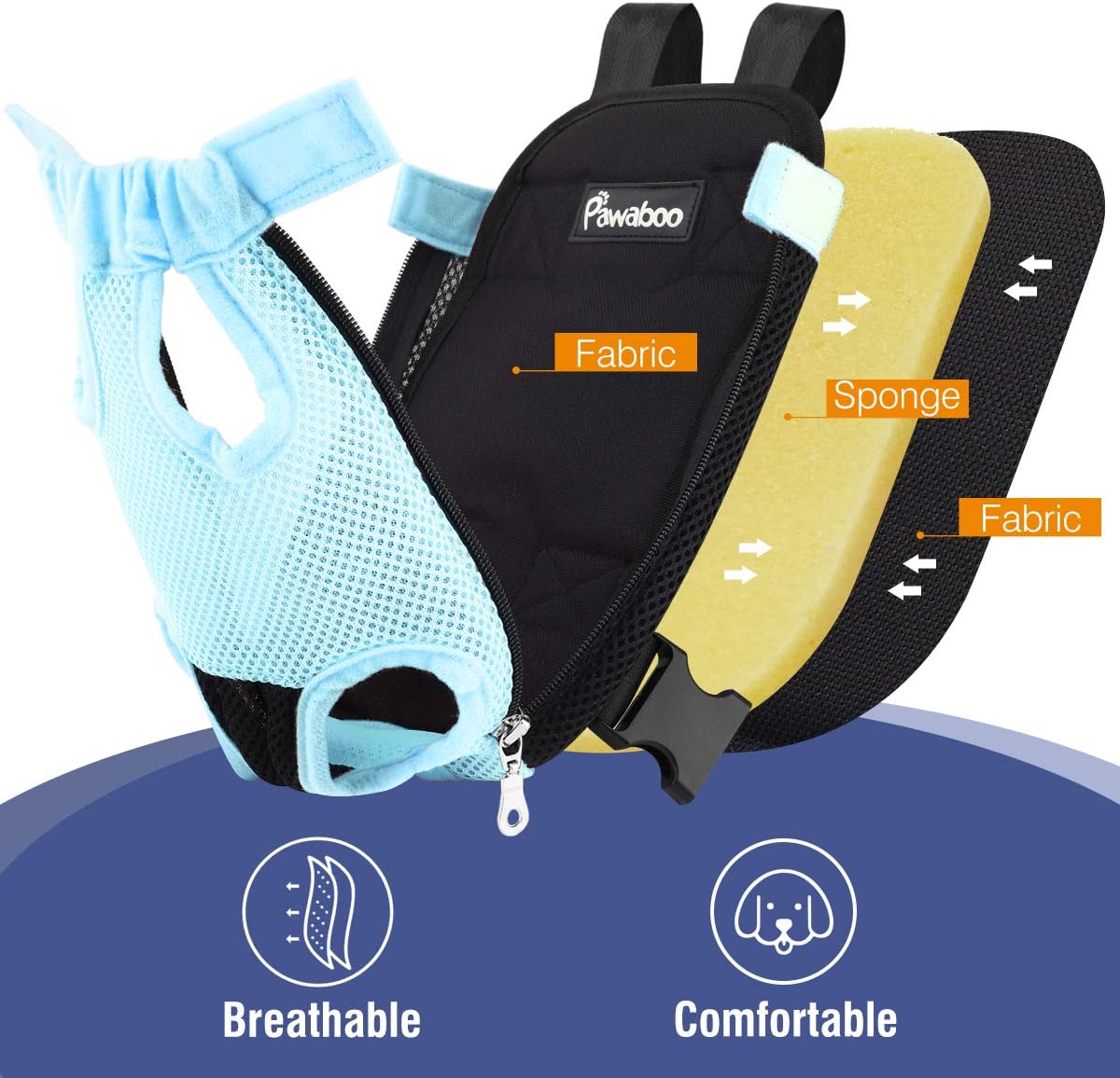 Pawaboo Pet Carrier Backpack, Adjustable Pet Front Cat Dog Carrier Backpack Travel Bag, Legs Out, Easy-Fit for Traveling Hiking Camping for Small Medium Dogs Cats Puppies, Medium, Black