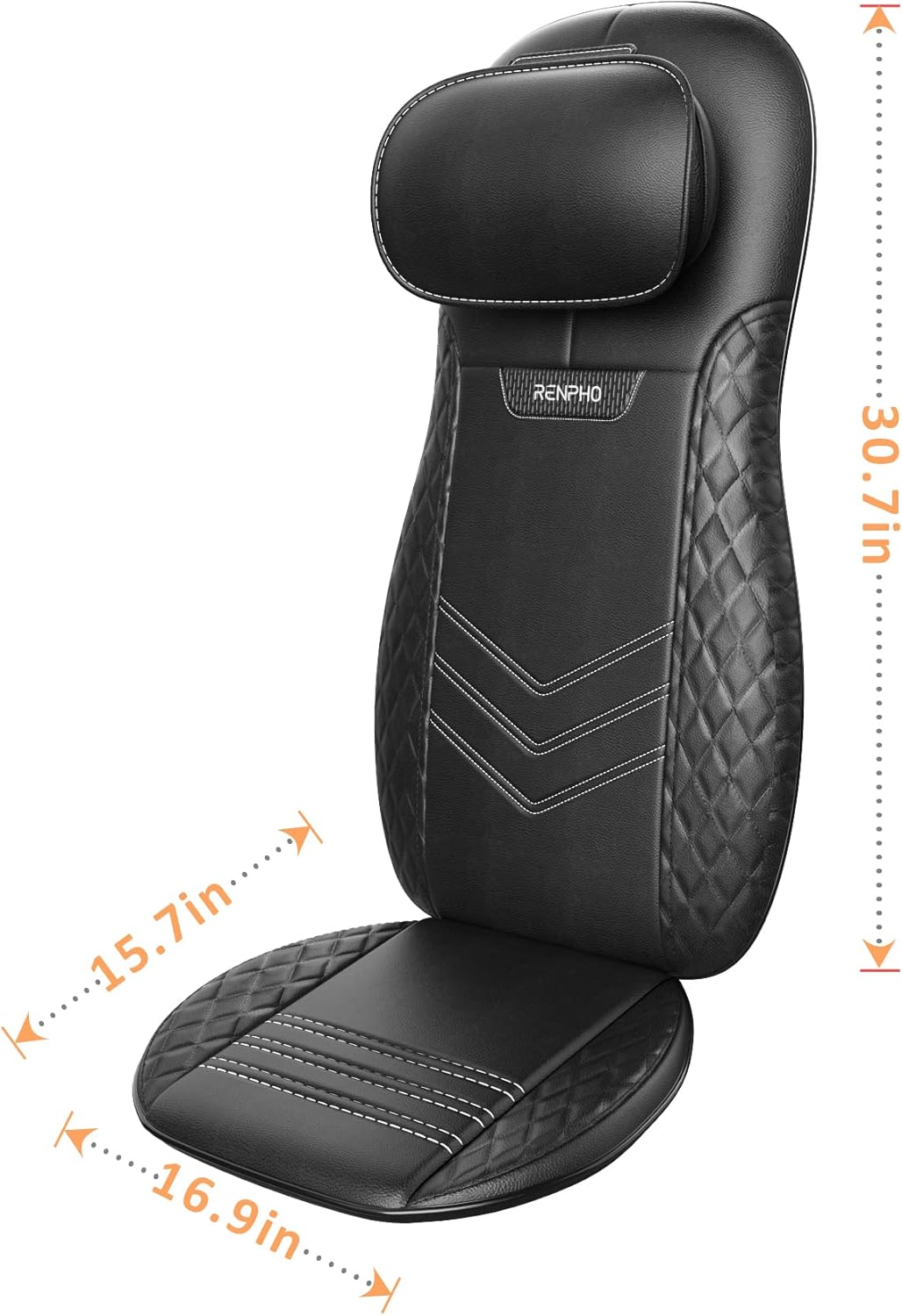 RENPHO Neck & Back Massager with Heat for Chair, Full Back Shiatsu Rolling Massage Chair Pad with Height Adjustable, Back Massager Cushion for Neck Shoulders Waist, Gifts for Women & Men