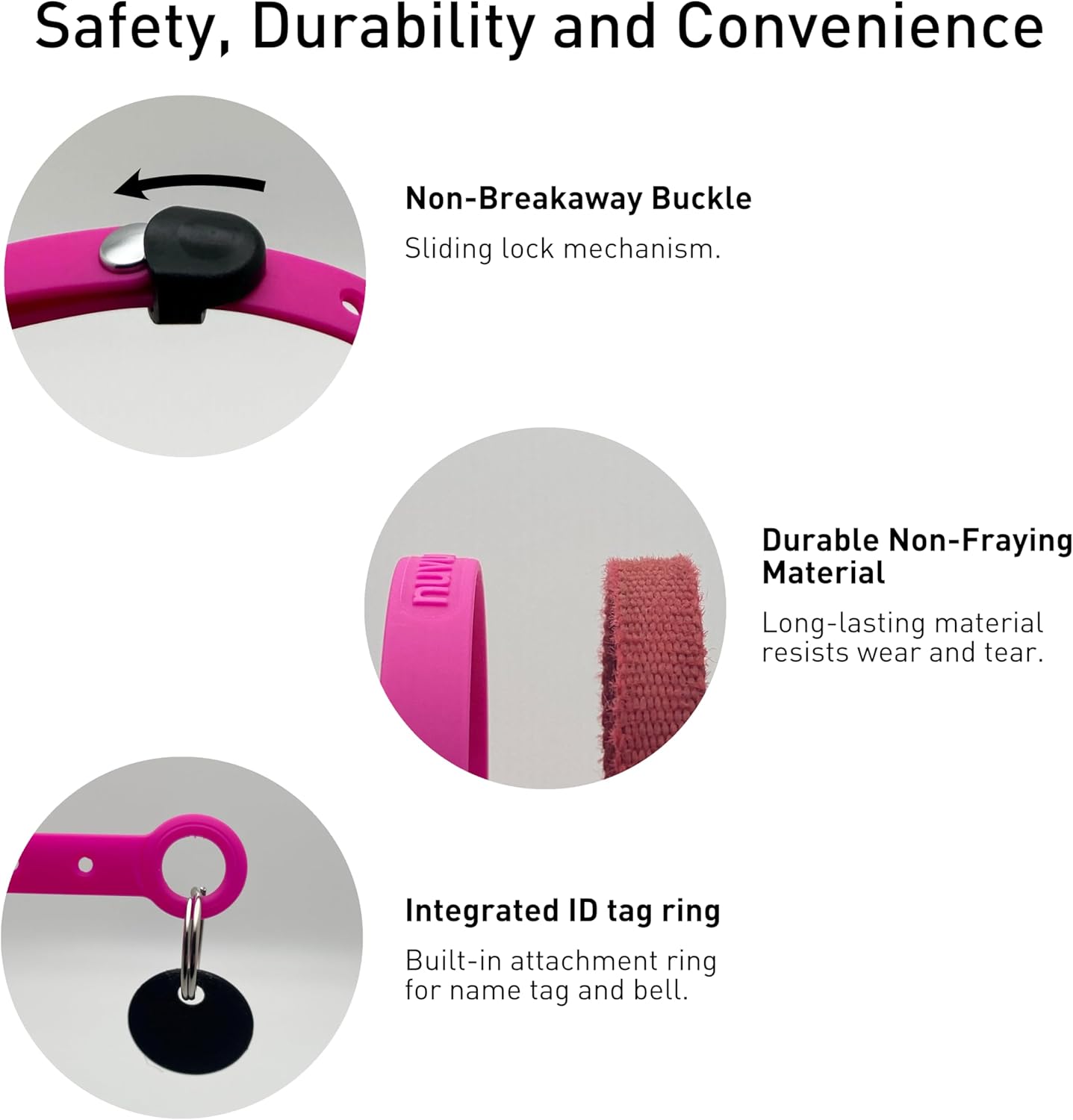 Waterproof Dog Collar - Durable, Comfortable and Adjustable Silicone Dog Collar with Wear Resistant Buckle and ID Tag Ring for Small Dogs by Nuvuq (Black, Small)