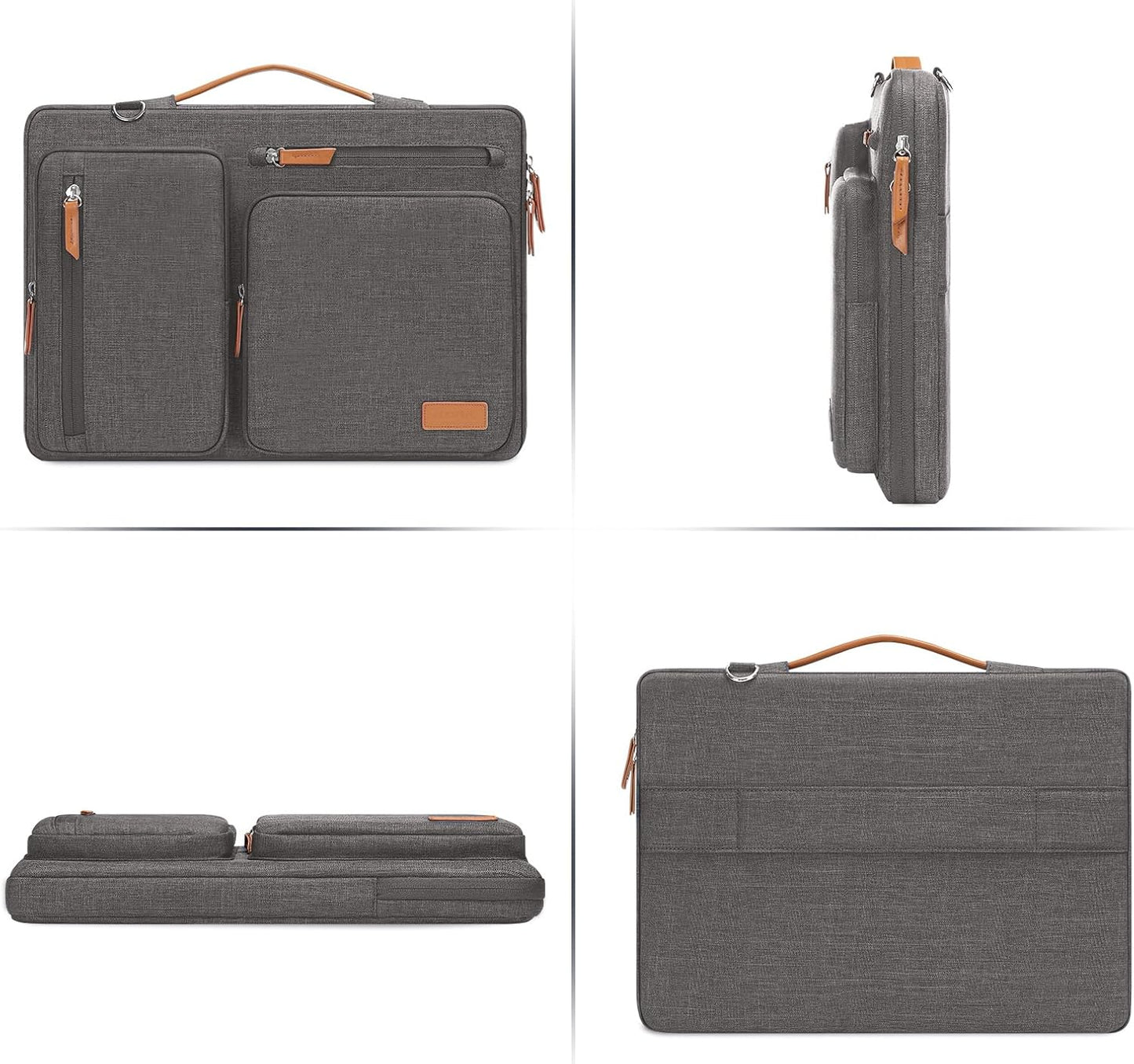 MOSISO 360 Protective Laptop Bag 13.3 inch, 13-13.3 inch Computer Shoulder Bag Compatible with MacBook Air/Pro 13/Pro 14, HP Dell ASUS, Side Open Messenger Case &4 Zipper Pockets&Handle, Black