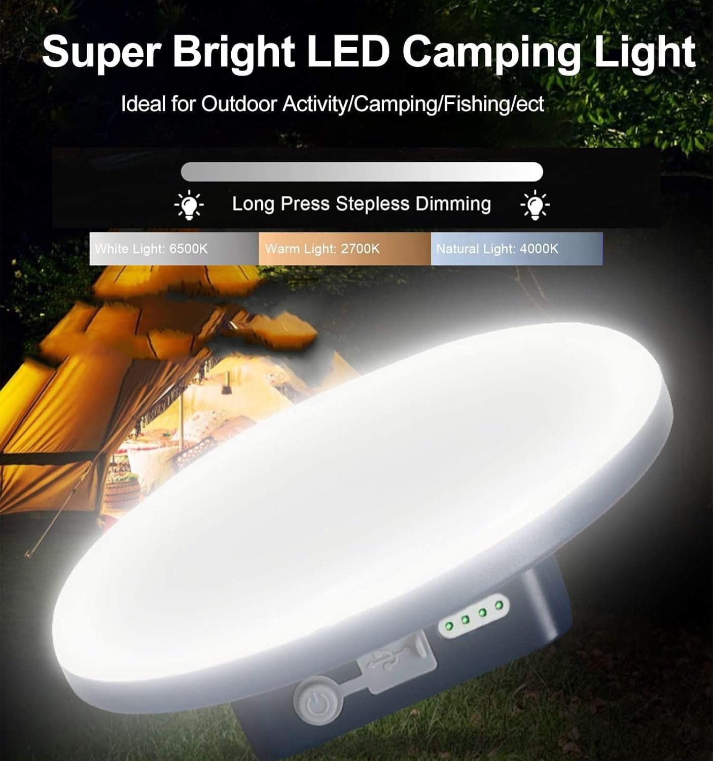 LED Camping Lantern Rechargeable, 9900mAh Power Bank LED Lantern with Magnet Tent Lantern IPX4 Waterproof 2500LM 4 Light Modes for Hook Camping, Hiking, Hurricane Emergency, Home and Car