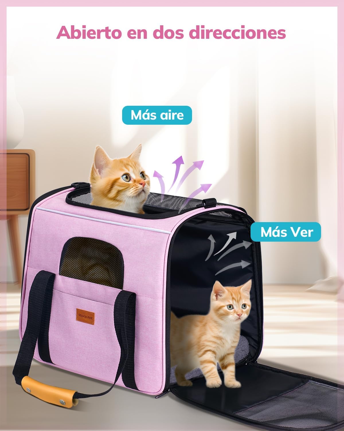 Morpilot Cat Carrier Soft - Portable Pet Carrier for Small or Medium Cats, Dogs and Puppy up to 14lbs, Airline Approved Dog Carrier with Safety Buckle - (Dark Gray)