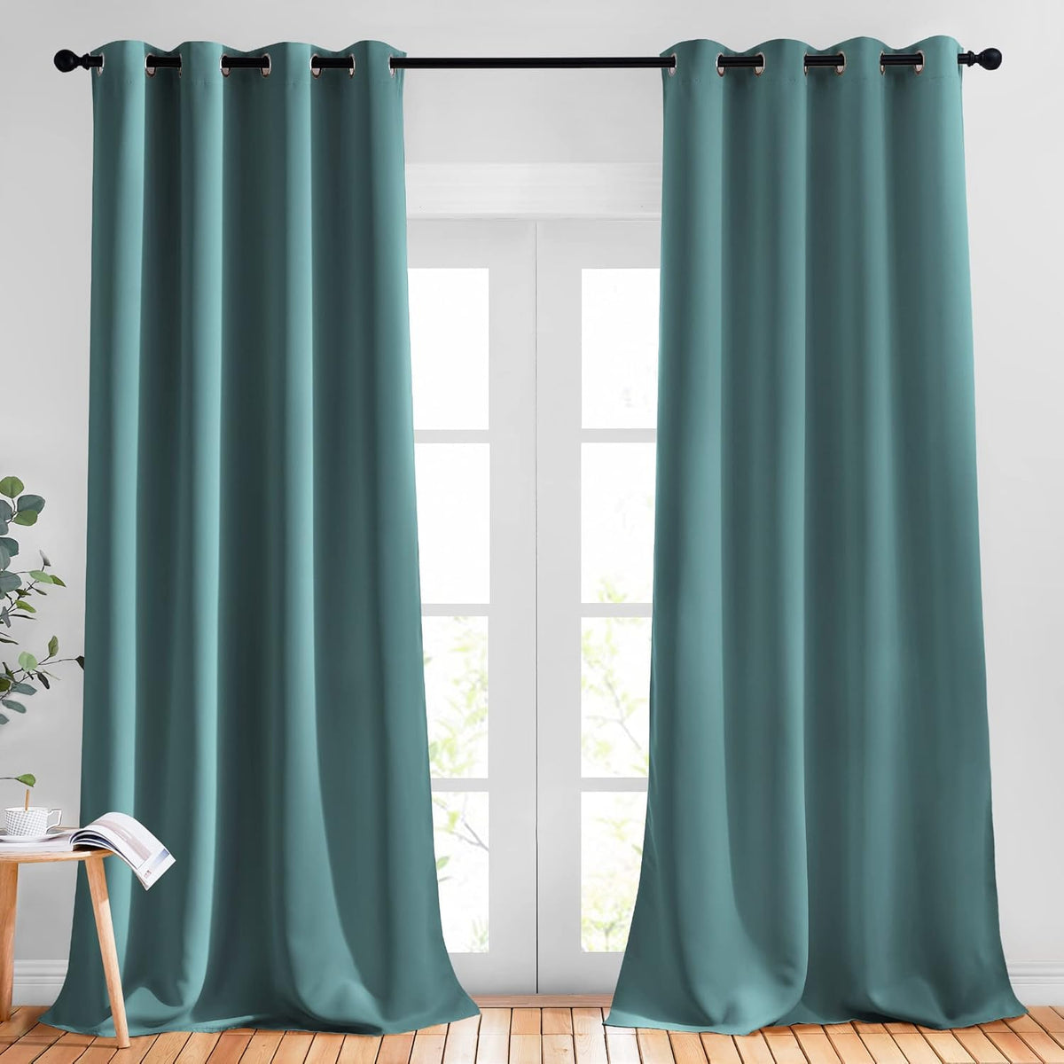 NICETOWN Blackout Curtains 2 Panels for Bedroom- Thermal Insulated Grommet Blackout Curtains 63 Inches Long for Living Room/Kitchen Rideaux occultants (2 Panels, W42 x L63 -Inch,Grey) - PuriLite