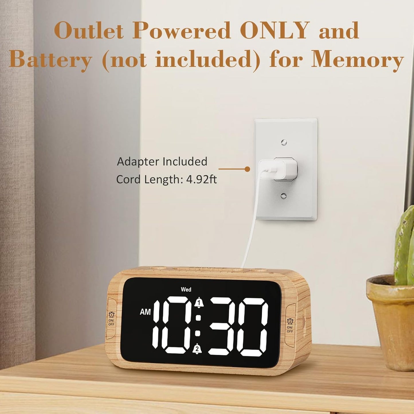 Odokee Digital Dual Alarm Clock for Bedroom, Easy to Set, 0-100% Dimmer, USB Charger, 5 Sounds Adjustable Volume, Weekday/Weekend Mode, Snooze, 12/24Hr, Battery Backup, Compact Clock for Bedside(Blue)
