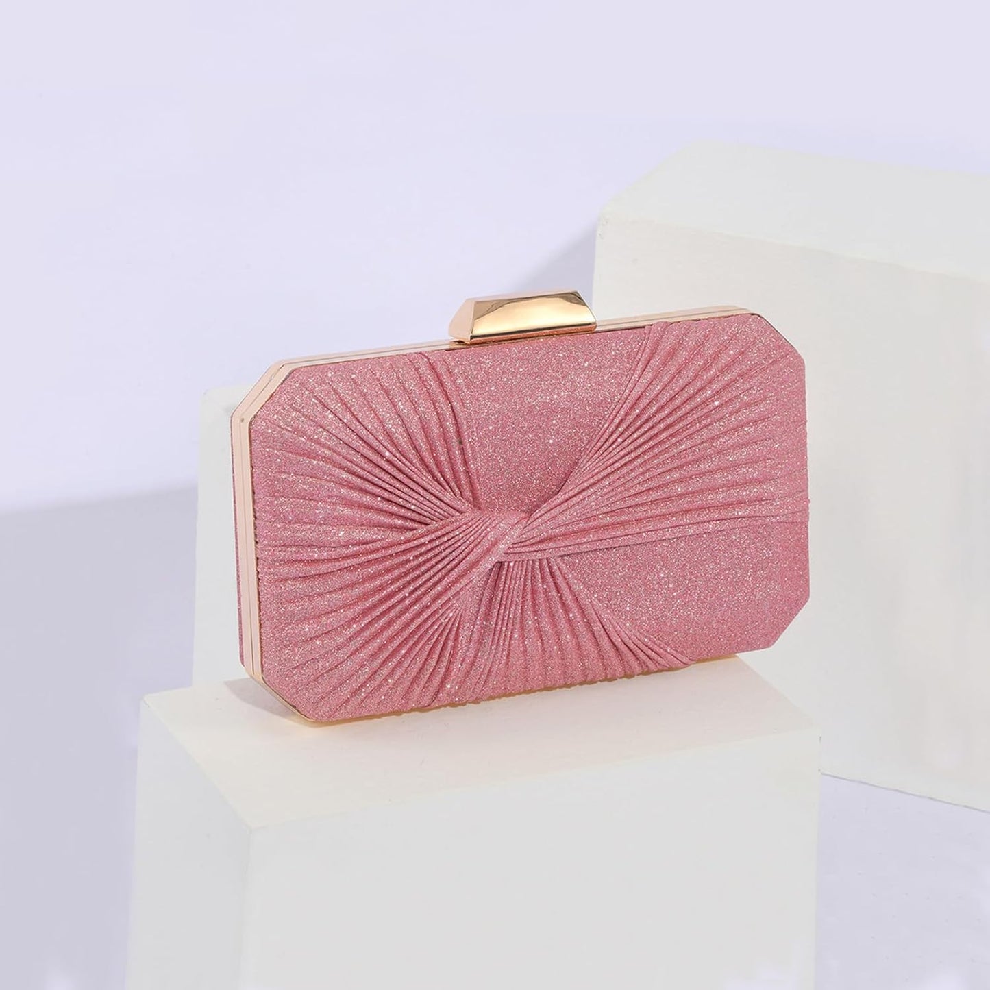 CORIOS Pleated Evening Bag Sparkly Sequin Clutch Bag for Women Sparkly Handbag Bridal Wedding Purse Elegant Crossbody Bag