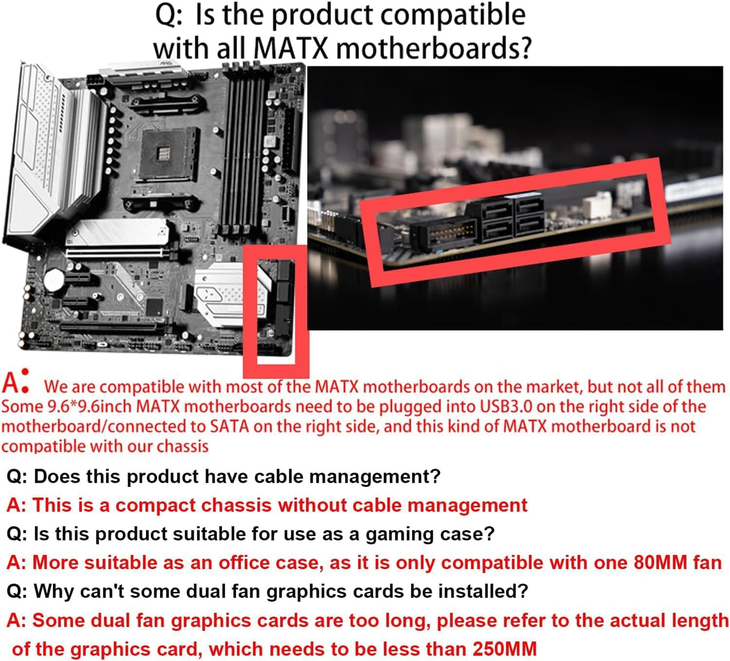 TGDGAMER T1 Micro ATX PC Case, Support MATX, Mini-ITX, Micro ATX case Slim, USB3.0x1, USB2.0X1, I/O Port, Black