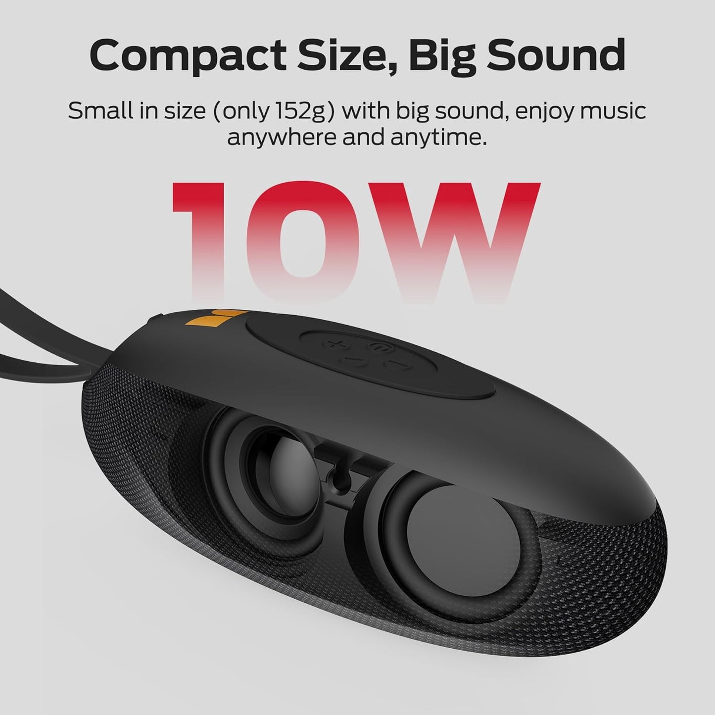 Monster S260 Bluetooth Speaker, Mini Portable Speaker with Bluetooth 5.4, 10W Powerful Sound Wireless Speakers for Outdoor, Compact Design with Silicone Strap, AUX & TF Card Support, Hands-Free Calls