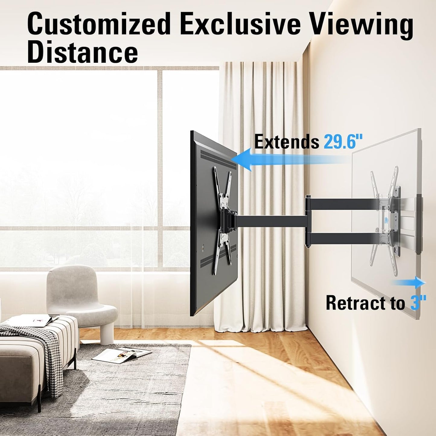 Mounting Dream Long Arm TV Wall Mount for Most 26-65 Inch TVs, 30 Inch Long Extension TV Mount Swivel and Tilt, Full Motion Wall Mount TV Bracket Fit Max VESA 400x400mm,Up to 99 lbs, MD2286-M