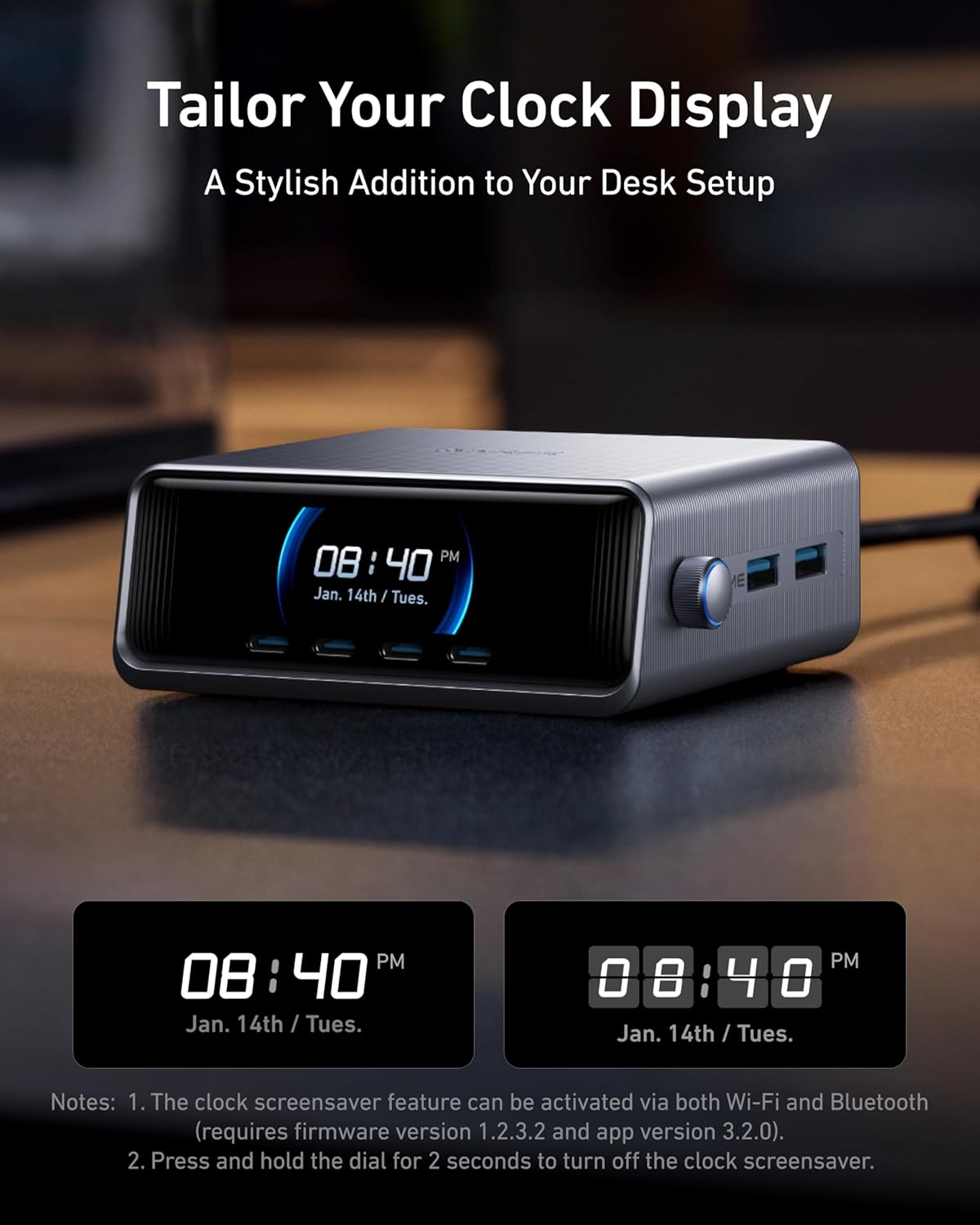 Anker Prime 250W USB-C Charger, Ultra-Fast 6-Port GaN Charging Station, 2.26" LCD Display and Smart Control Dial, Compatible with MacBook Pro/Air, iPhone 15/14/13, Pixel, Galaxy, Apple Watch, and More