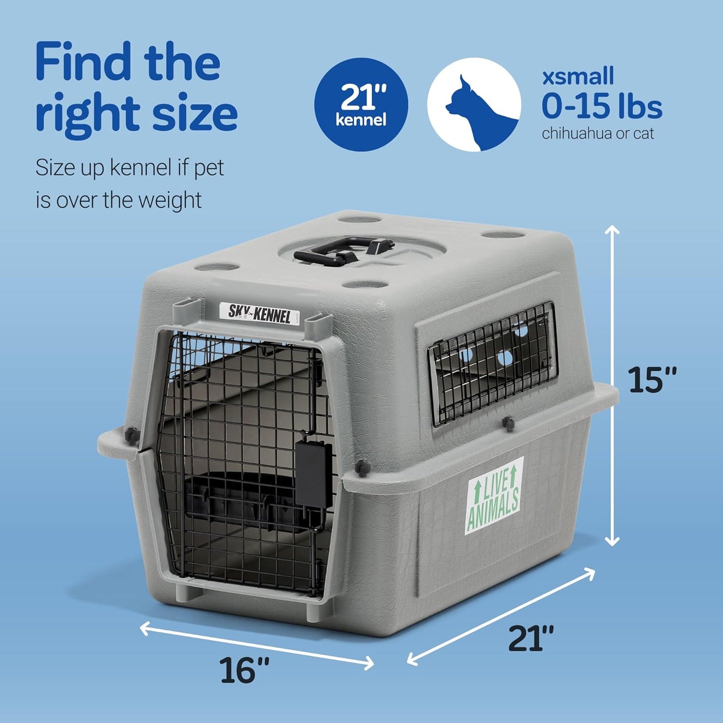 Petmate 00200 Sky Kennel for Pets from 25 to 30-Pound, Light Gray