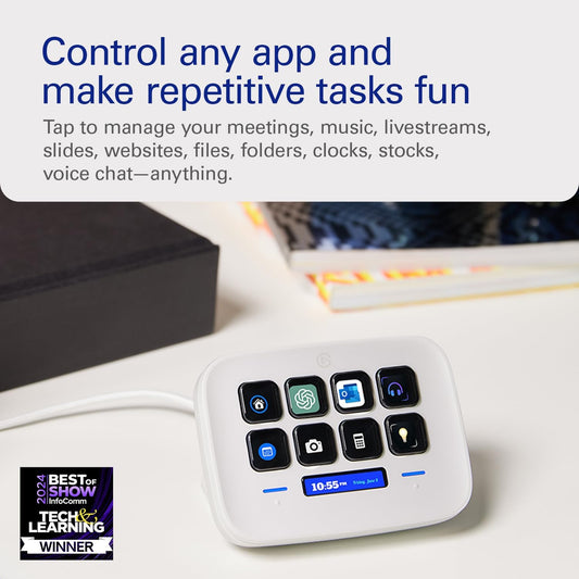 Elgato Stream Deck Neo – 8 Customizable Keys, 2 Touch Points, Speed Through Tasks & Workflows - Control Word, Excel, PowerPoint, Teams, Zoom, Spotify and more, Drag-’n-Drop Setup - Works with Mac & PC - PuriLite