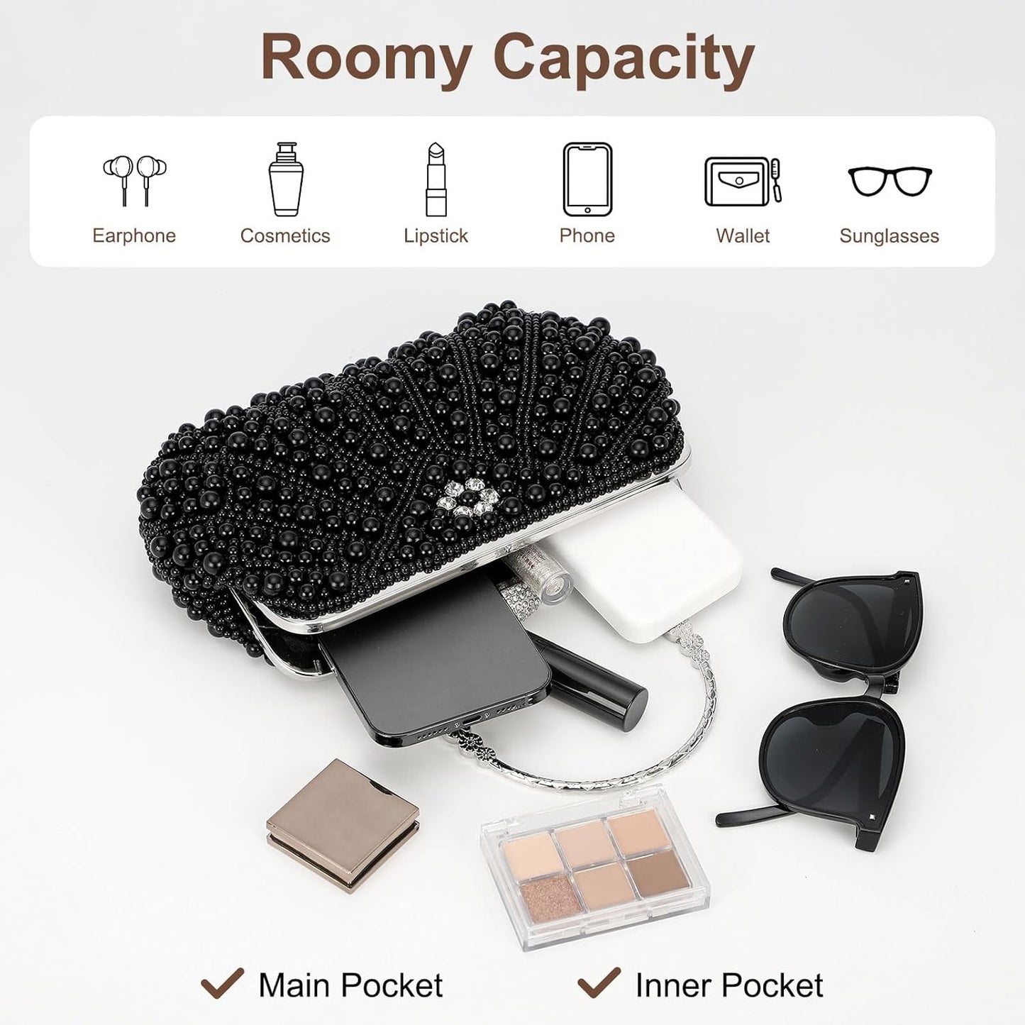 DTGN Clutch Purse Evening Clutch Bag Handbag Cross Body Bag for Women Formal Wedding Club