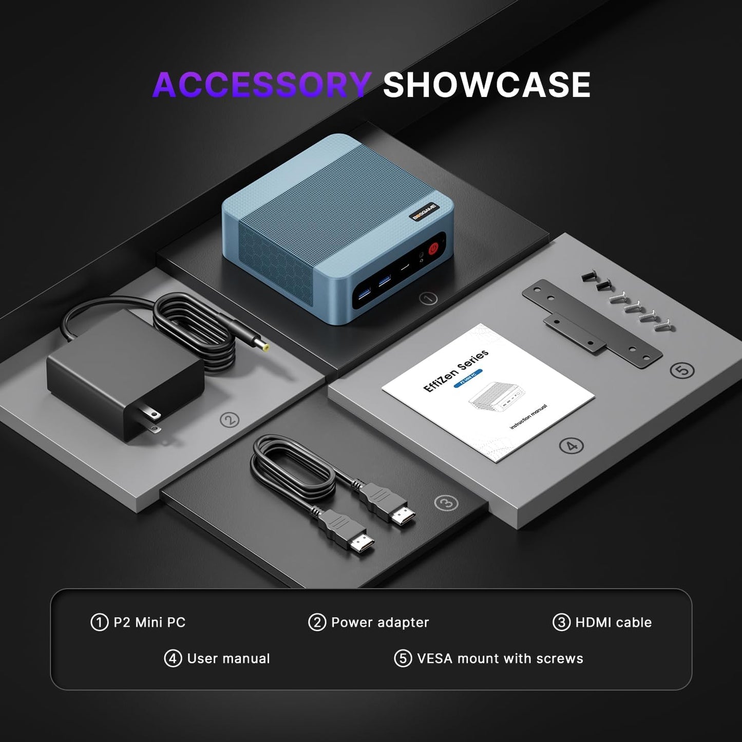 BOSGAME Mini PC Intel Core i5 12600H(12C/16T, up 4.5GHz), 32GB DDR4 RAM 512GB PCIe SSD, Mini Desktop Computers Dual LAN/4x USB3.2/WiFi6E/BT5.2/HDMI+DP+USB-C/4K Triple Display