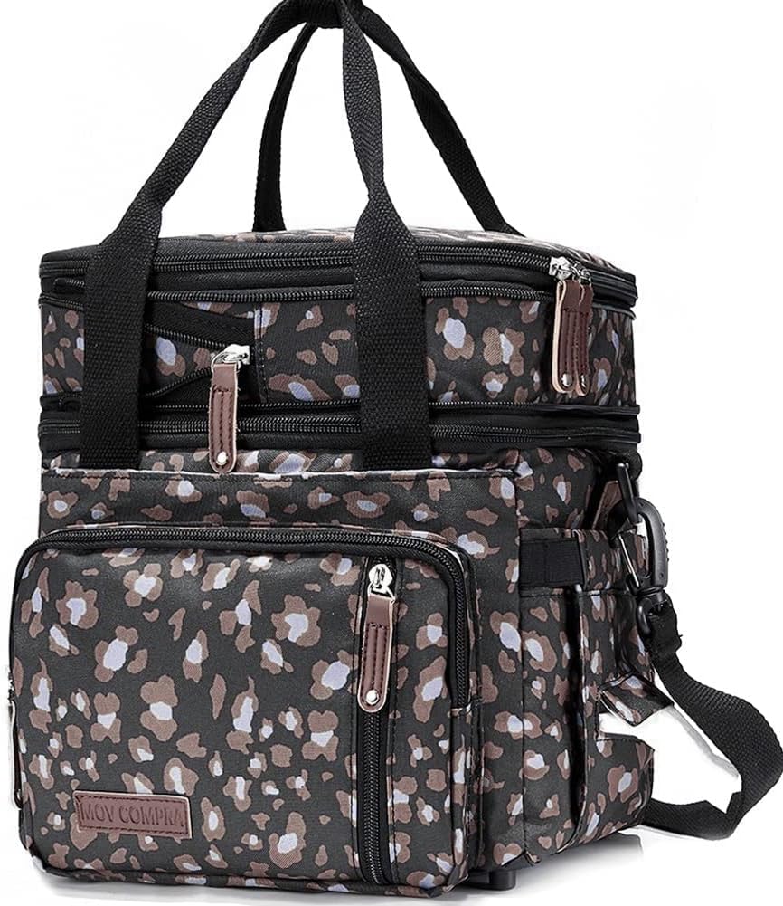Lunch Bag Women Insulated Lunch Box for Work, Purple Expandable Large Lunch Bags, Leakproof Double Deck Lunch Box Cooler Bag(Purple)