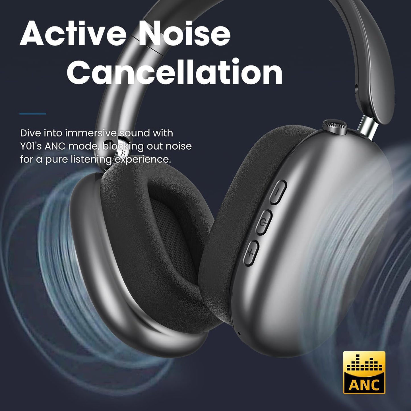 Wentronic Y01 Wireless Over Ear Headphones, Noise Canceling Bluetooth 5.3 Headphones with Microphones,Hi-Res Audio,48H Playtime,Foldable,Breathable Soft Earpads for iOS/Android/Samsung/PC-Green