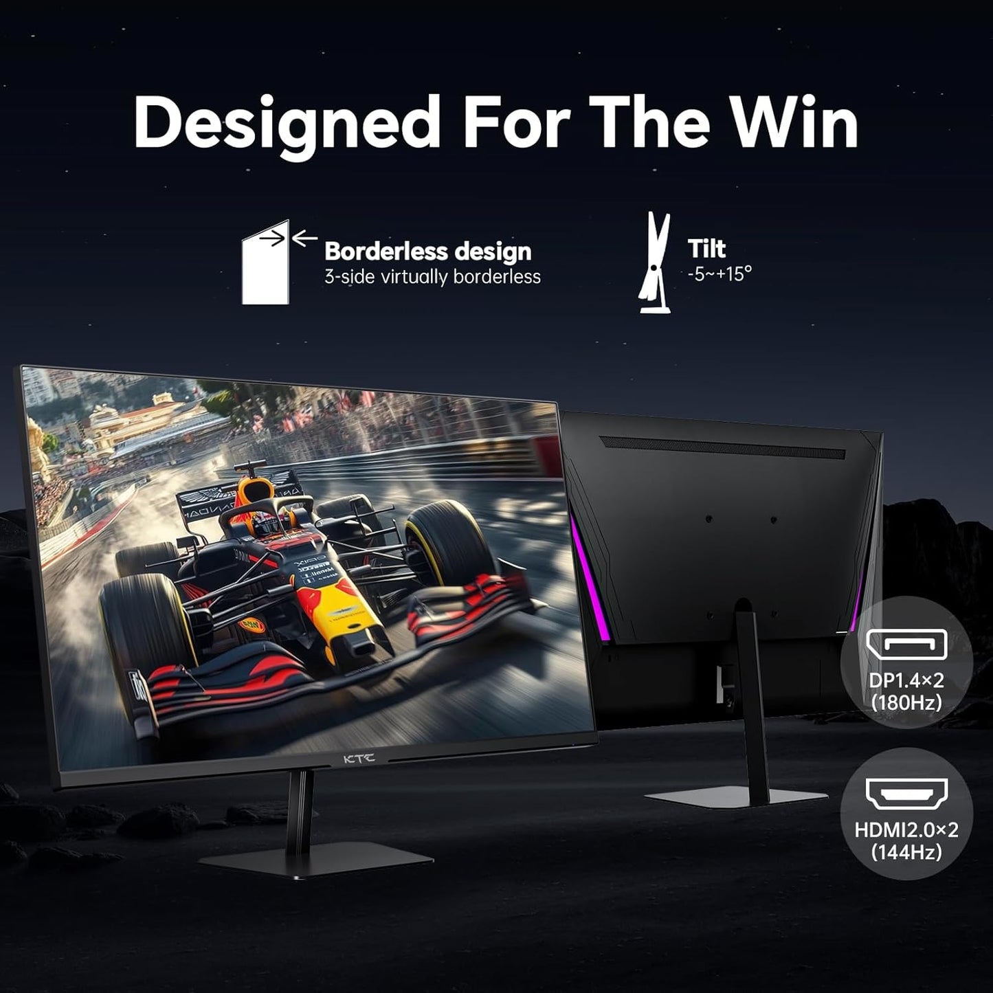 KTC 32 Inch 2K Computer Monitor, IPS 1440p Monitor with Ultra-Thin Bezels, HDR10, Freesync/G-sync, HDMI/DP Ports, Tilt Adjustable, Eyecare, Ideal for Business, Office, and Casual Gaming