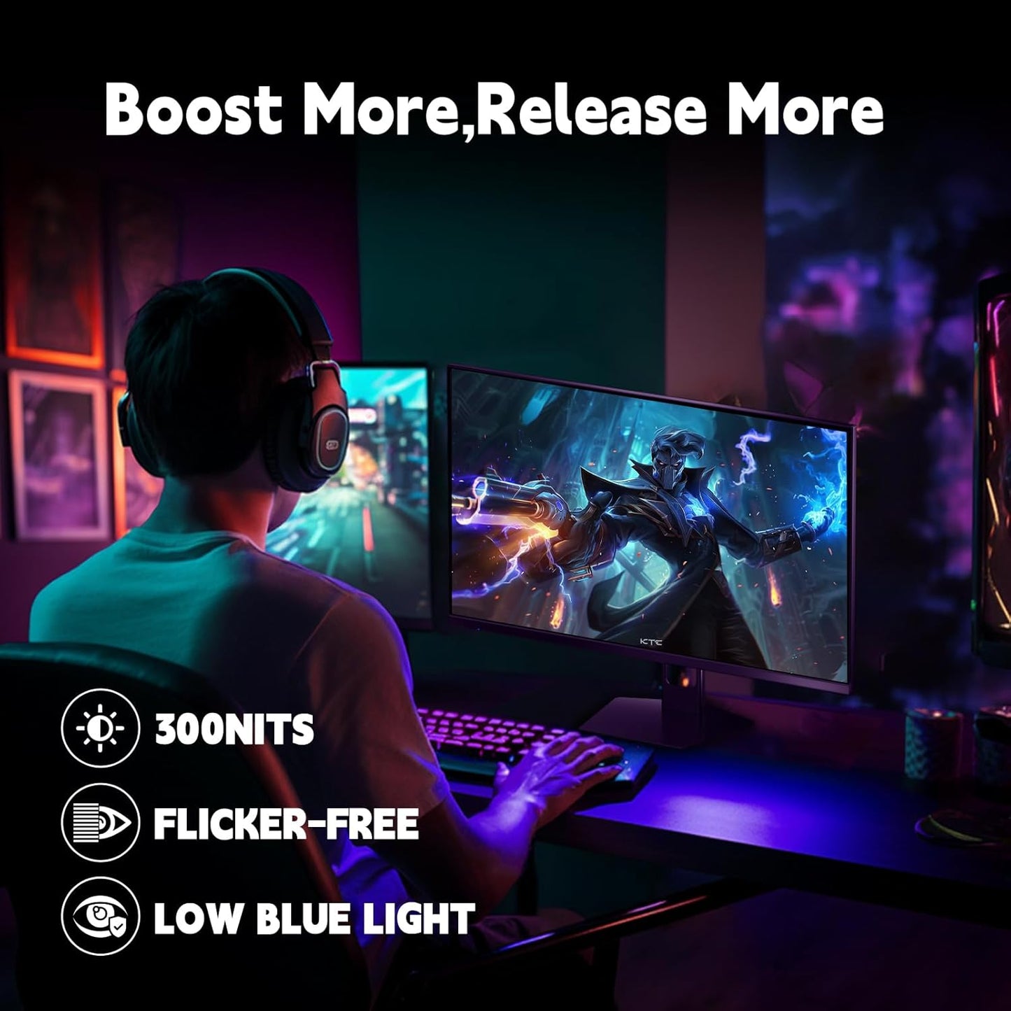 KTC 32 Inch 2K Computer Monitor, IPS 1440p Monitor with Ultra-Thin Bezels, HDR10, Freesync/G-sync, HDMI/DP Ports, Tilt Adjustable, Eyecare, Ideal for Business, Office, and Casual Gaming