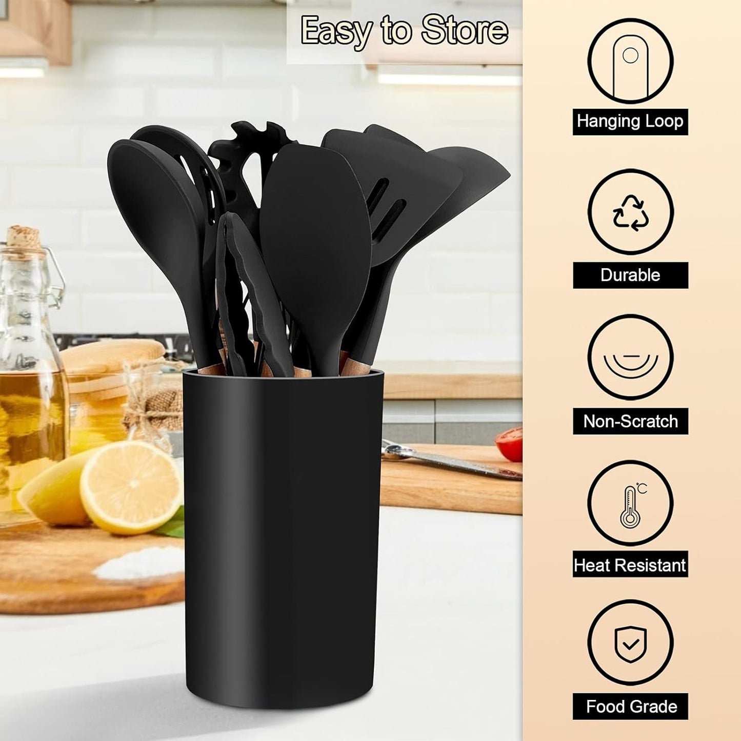 Purilite Select 6-Piece Silicone Cooking Utensil Set