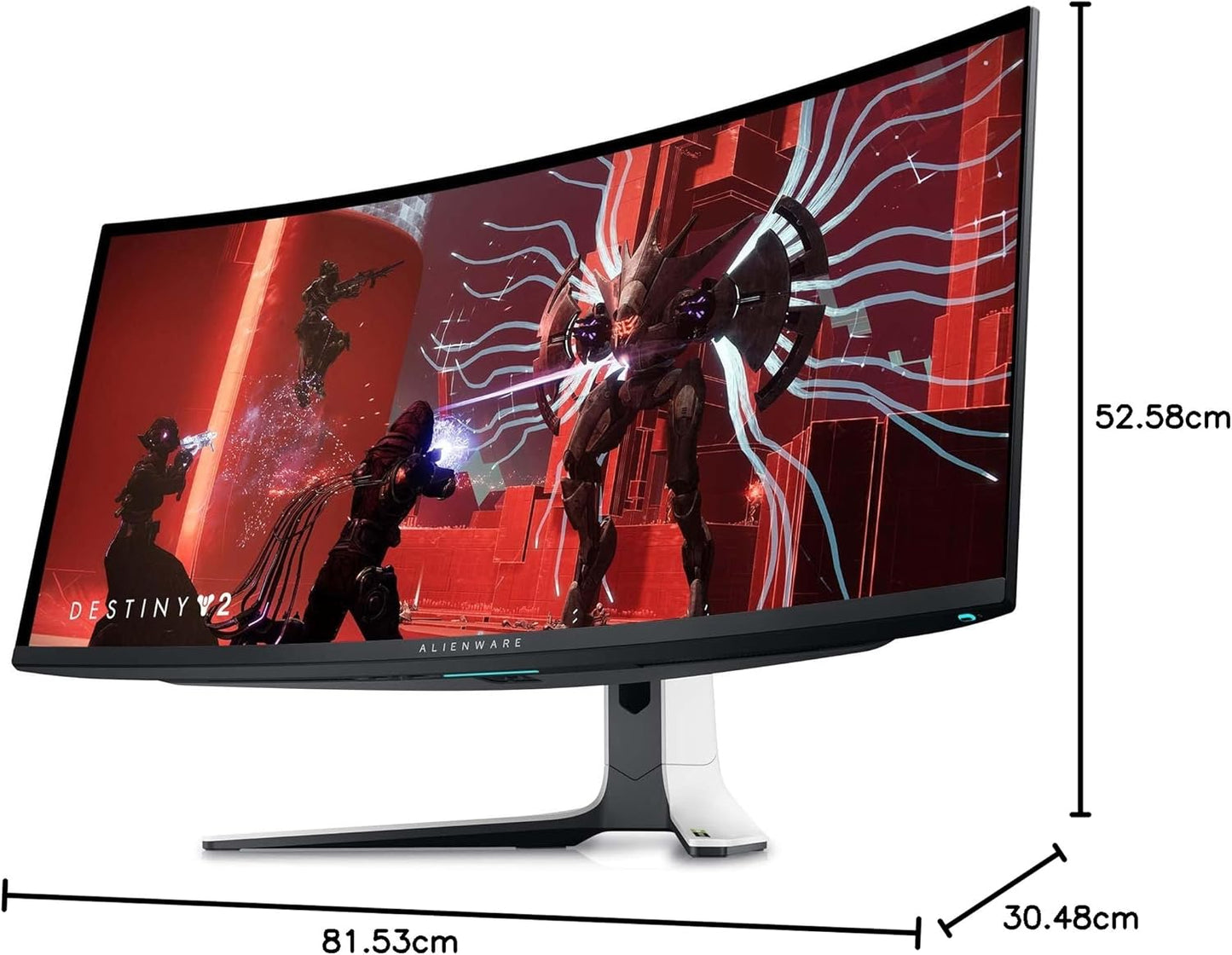 Alienware AW3423DW 34.18-inch Quantom Dot-OLED Curved Gaming Monitor, 3440x1440 pixels at 175Hz, 1800R Curvature, True 0.1ms gray-to-gray, 1Million:1 Contrast Ratio, 1.07 Billions Colors - Lunar Light