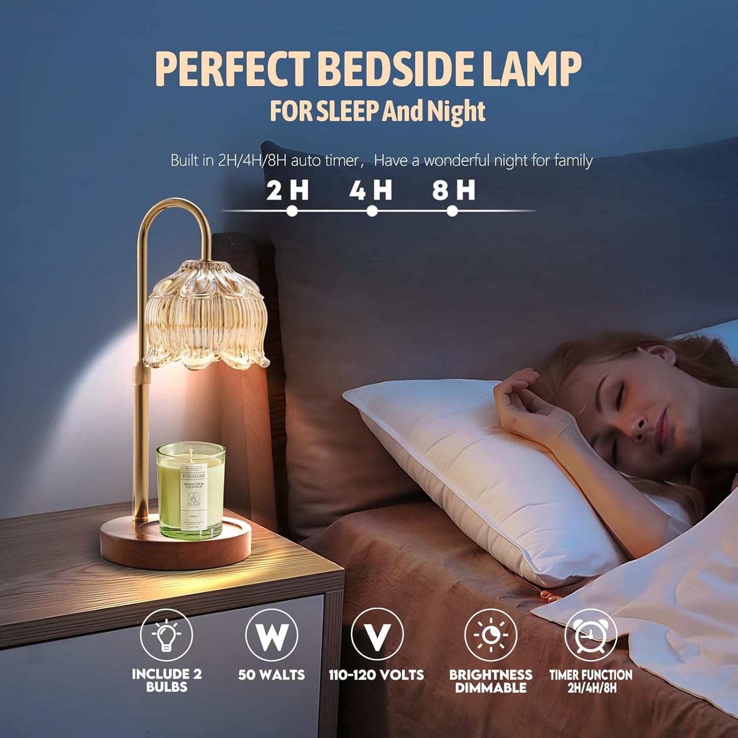 GEEZO Fragrance Candle Warmer Lamp,Electric Candle Warmer with Timer & Dimmer, Mom Christmas Birthday Gifts for Women, House Warming Gifts New Home Bedroom Decor