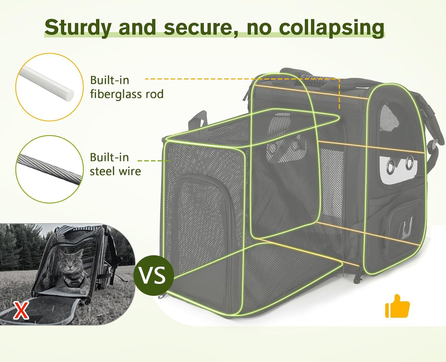 Pecute Pet Carrier Backpack, Dog Carrier Backpack Expandable with Breathable Mesh for Pets <6kg, Pet Backpack Carrier for Hiking Travel Camping Outdoor