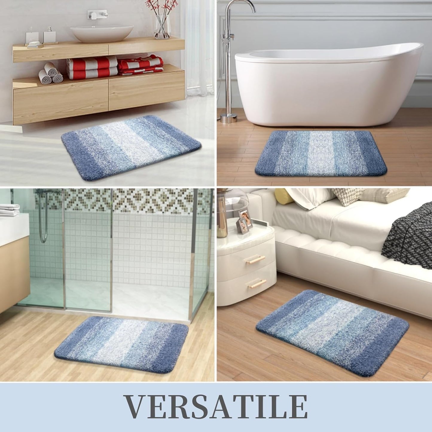 OLANLY Luxury Microfiber Bath Mat, Extra Soft and Absorbent Bathroom Mat, Non-Slip Plush Shaggy Bathroom Rug, Machine Wash Dry, Bath Rugs for Bathroom Floor, Tub and Shower, 16x24, Grey