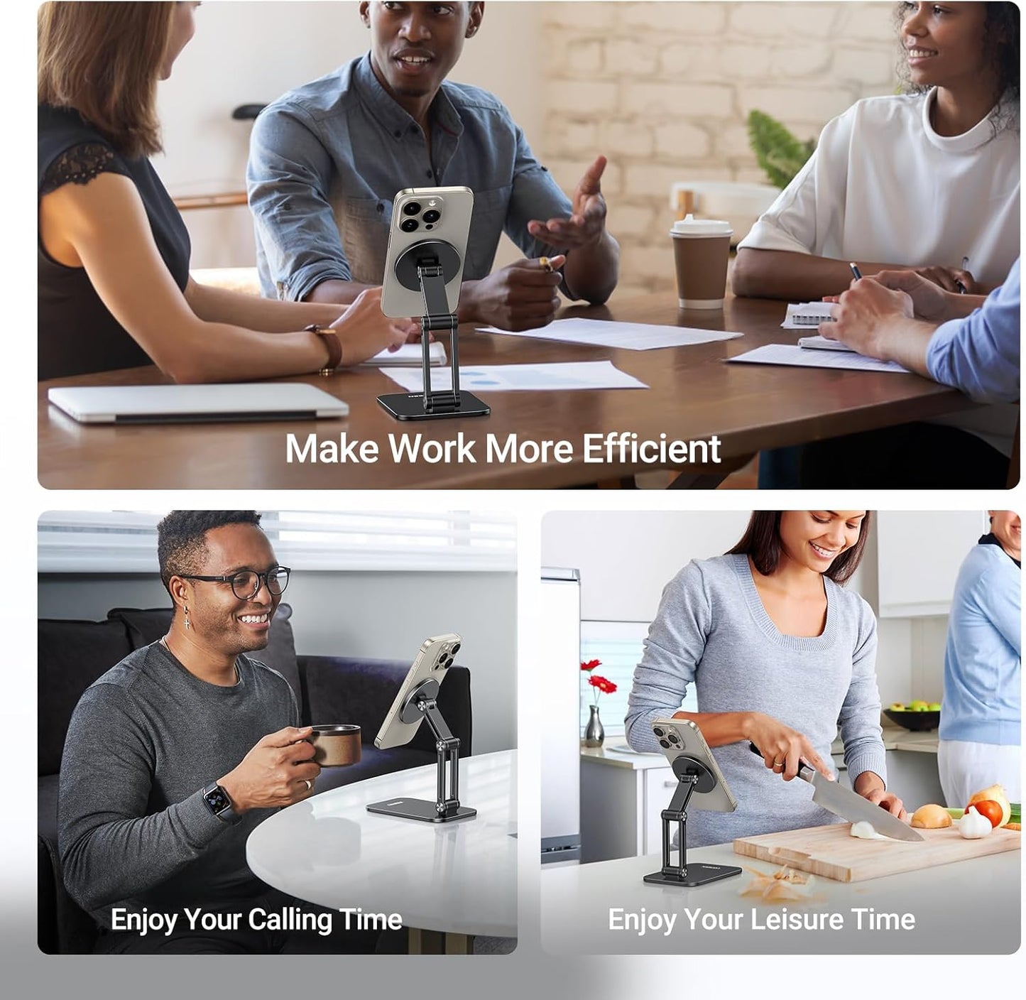 UGREEN Magnetic Phone Stand Compatible with MagSafe, Angle Adjustable Aluminum Holder for Desk, Thick Base Compatible for iPhone 16 15 14 13 12 Pro