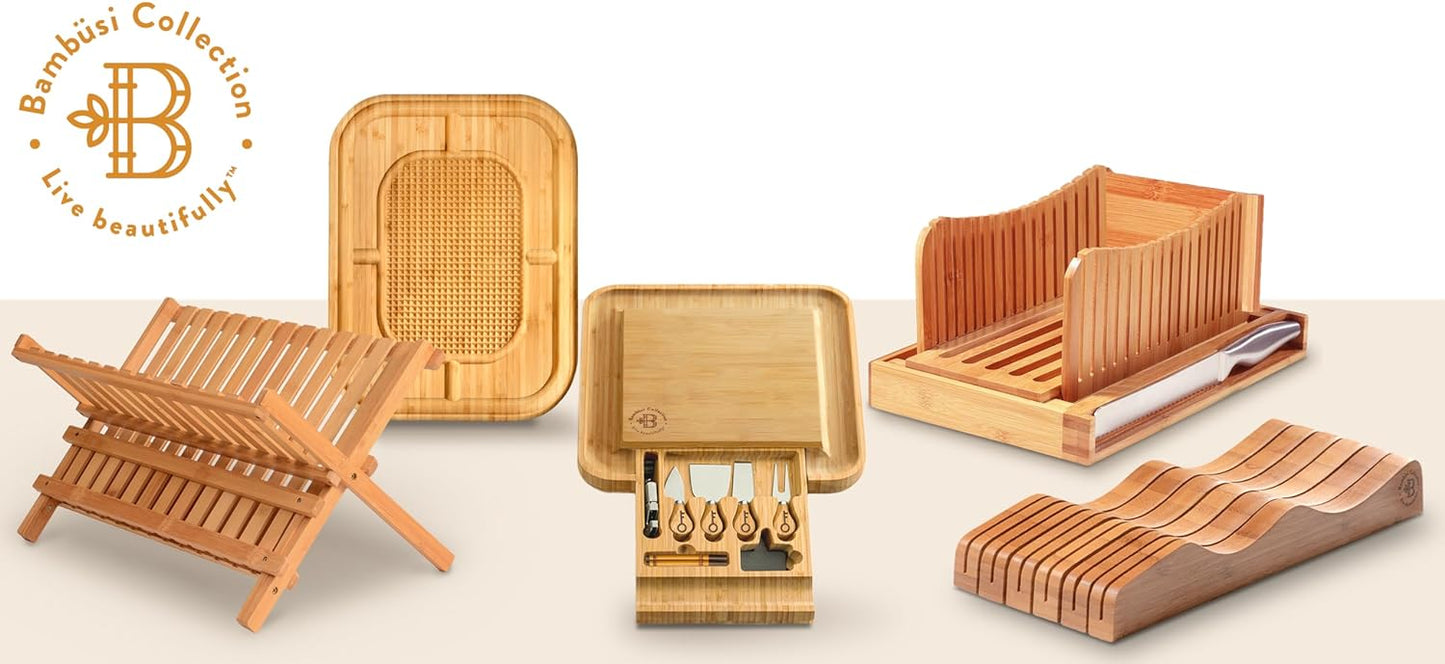 Bamboo Cutting Board Set - 3 Piece Wooden Cutting Board, 3 Assorted Sizes of Bamboo Wood Cutting Boards for Kitchen - Chopping Board for Food Prep, Chopping, Carving Meat, Fruits, Vegetables
