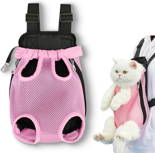 Liahelianx Pet Backpack for Dogs&Cats-Outdoor-Ready Adjustable Chest Straps,Ventilated Mesh Window&Legs-Out Design,Lightweight Travel Backpack for Hiking/Camping (Small to Medium Pets) (Pink)