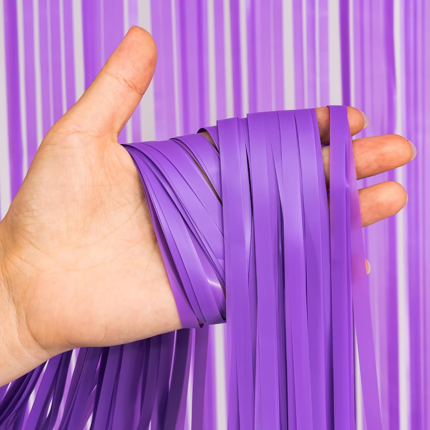 GREATRIL Iridescent Party Tinsel Fringe Backdrop Decorations - Holographic Foil Streamers Curtain for Mermaid/Under The Sea/Frozen/Ocean/Disco/Birthday Themed 3.2ft x 6.5ft - 2 PCS