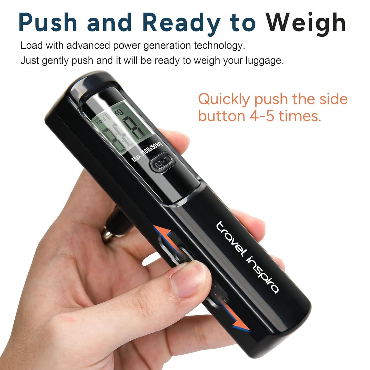 travel inspira Luggage Scale Battery-Free, Portable Handheld Digital Suitcase Scale for Travelling, 110lbs/50kg
