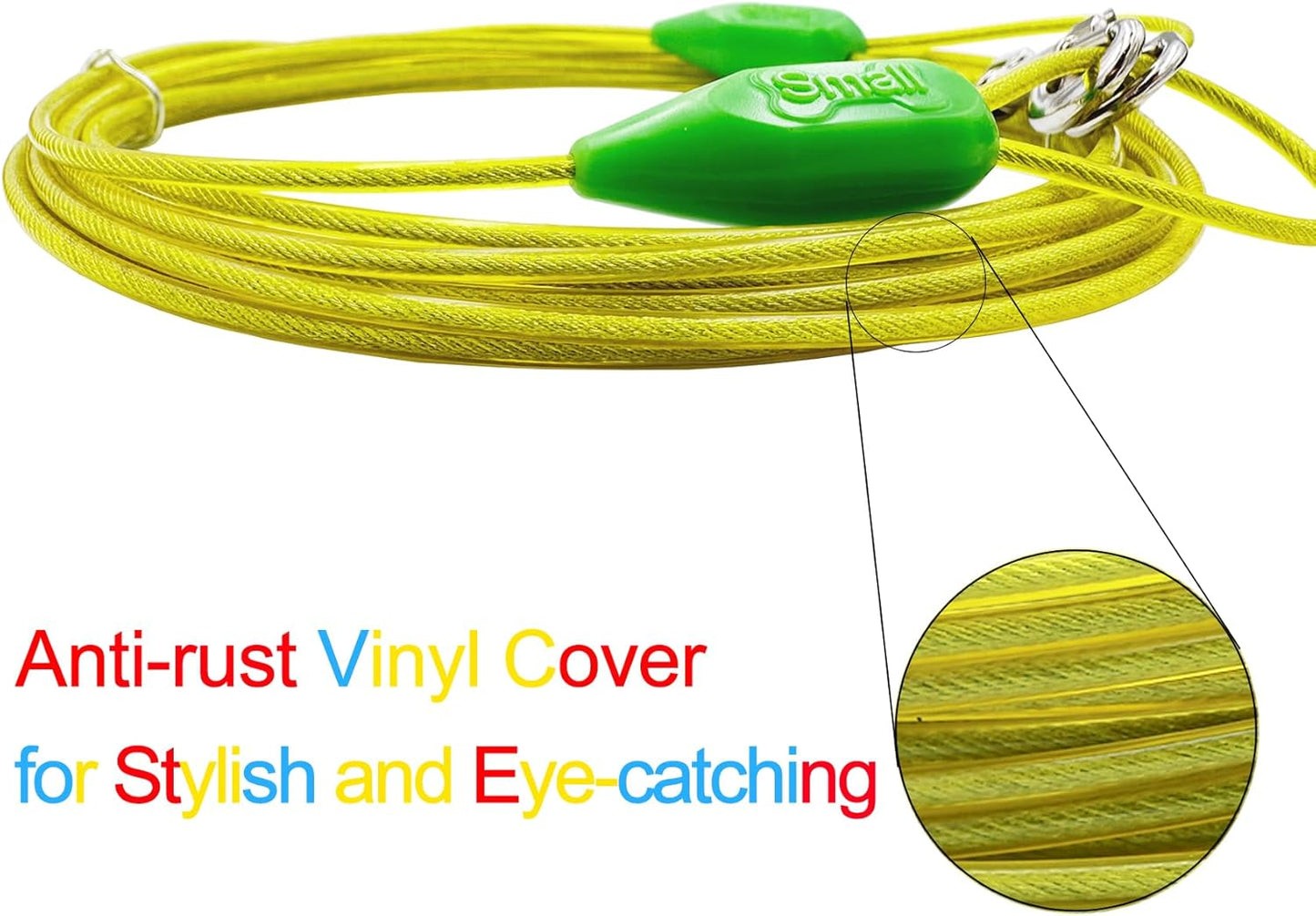 Petest 25ft Reflective Tie-Out Cable for Small Dogs Up to 35 Pounds