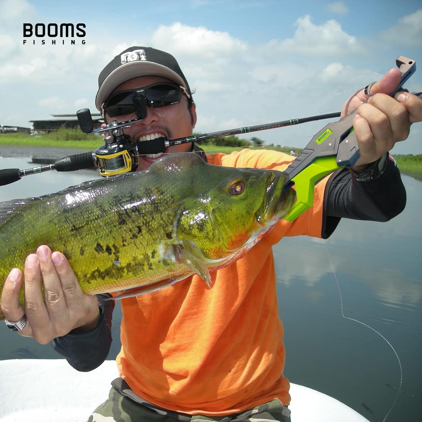 Booms Fishing G05 Fish Lip Gripper Saltwater, 9.4" Plastic Catfish Grippers Pliers, Fish Grabber Tool with Lanyard, Fish Grips for Kayak Fishing Accessories, Great Fish Holder for Caught Fish