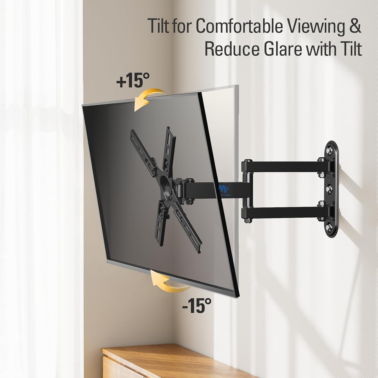 Mounting Dream TV Mount for Most 26-55 Inch TVs, Full Motion TV Wall Mount with Perfect Center Design on Single Stud Articulating Mount Max VESA 400x400mm up to 77 LBS, MD2413-MX