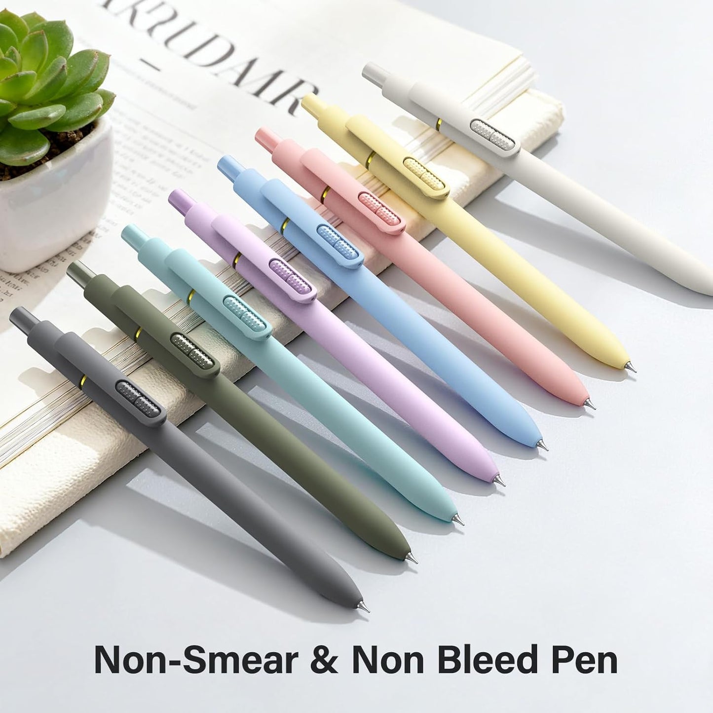 inkipen 8-Pack Gel Pens | 0.5mm Gel Pen | Black Ink Pen | Fine Point Pen | Retractable Pen | School and Office Pen - PuriLite