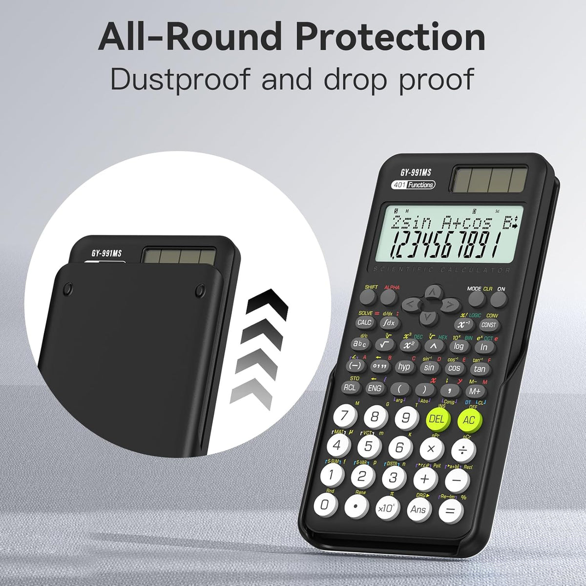 ROATEE 991MS Scientific Calculator | Engineering Calculator | School Calculator | Middle School Calculator | 2-Line Display Calculator | Solar & Battery Powered Calculator - PuriLite