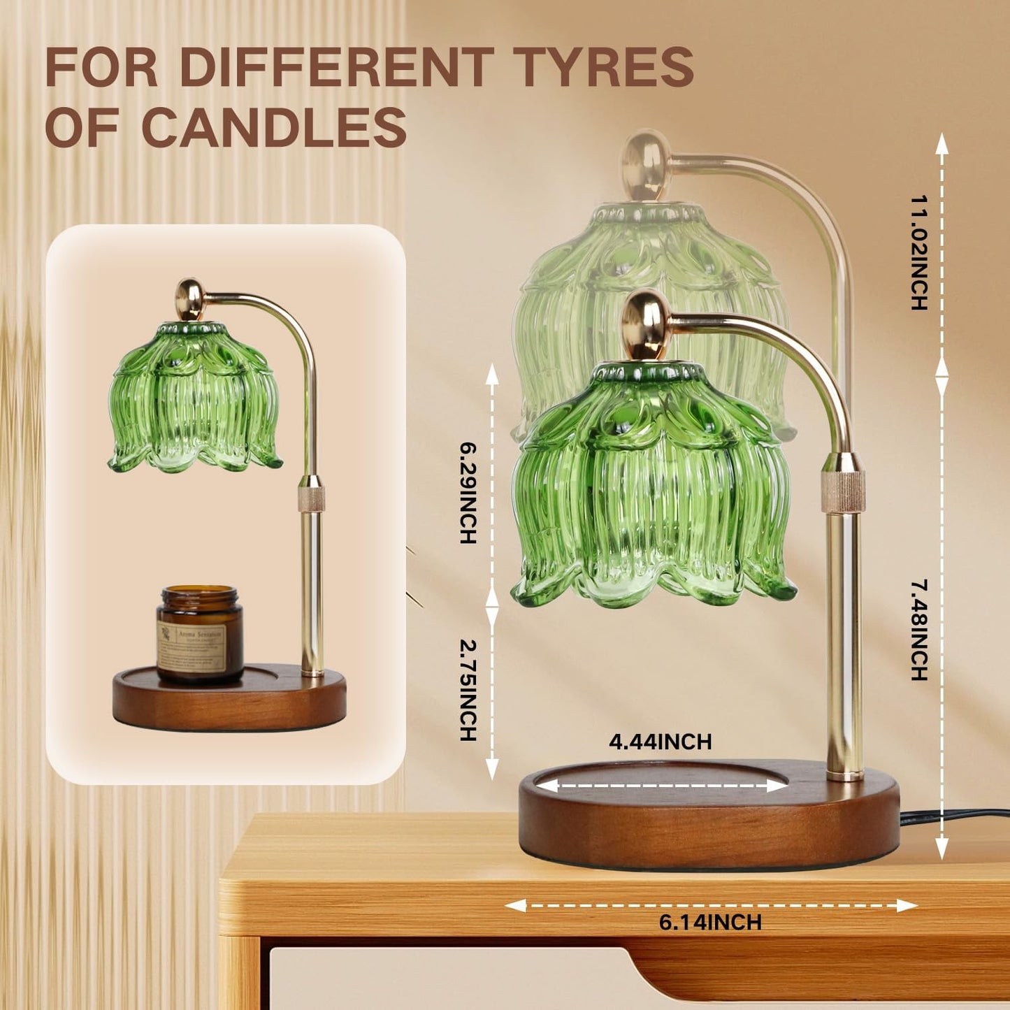 GEEZO Fragrance Candle Warmer Lamp,Electric Candle Warmer with Timer & Dimmer, Mom Christmas Birthday Gifts for Women, House Warming Gifts New Home Bedroom Decor