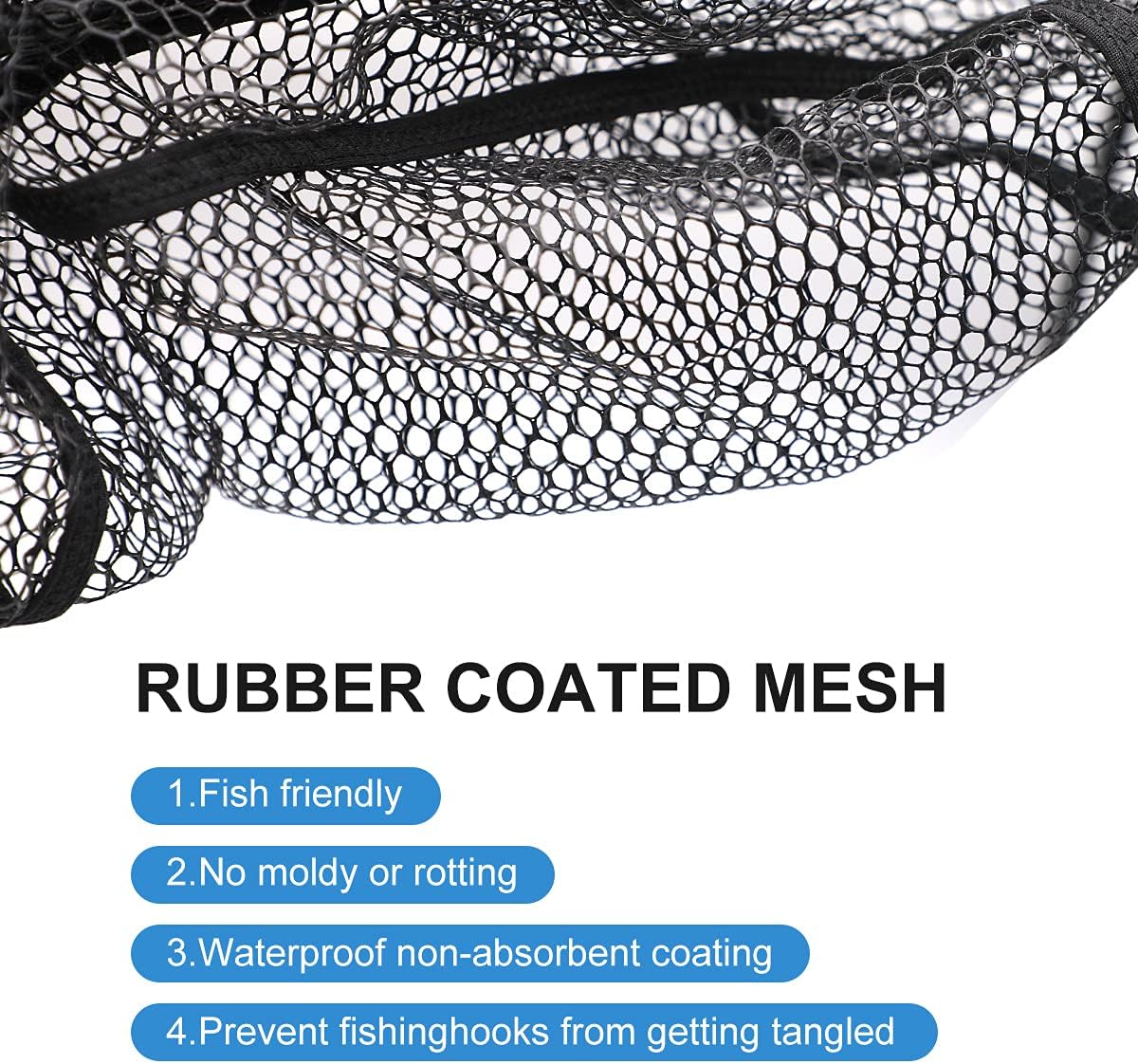 SAN LIKE Fishing Net Telescopic Landing Nets Folding Rubber Fish Net Rubber Coated Landing Net with Adjustable Sturdy Pole Handle for Saltwater Freshwater Bass Trout Fishing Easy Catch & Release